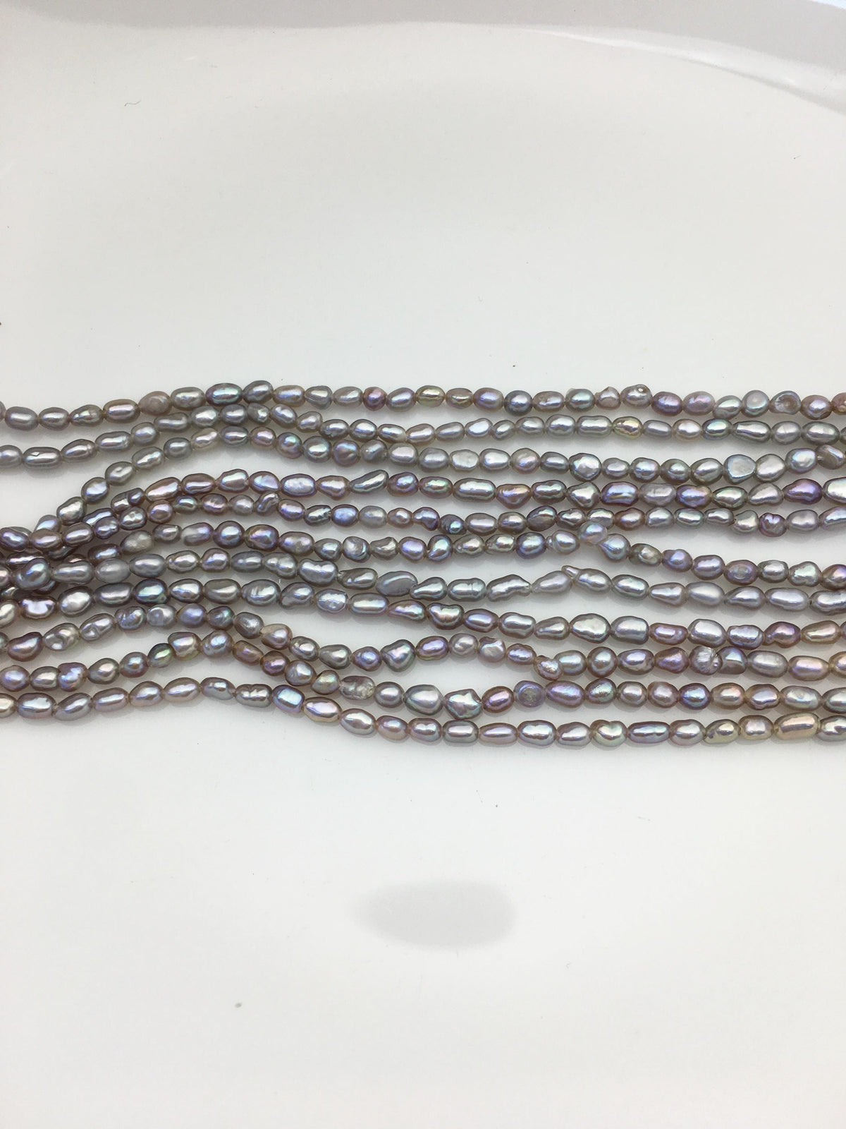 AAA 2.5-3.1mm gray nugget seed pearls,irregular nugget freshwater pearl strand,cheap price,pearl factory china,LM2-3A-24
