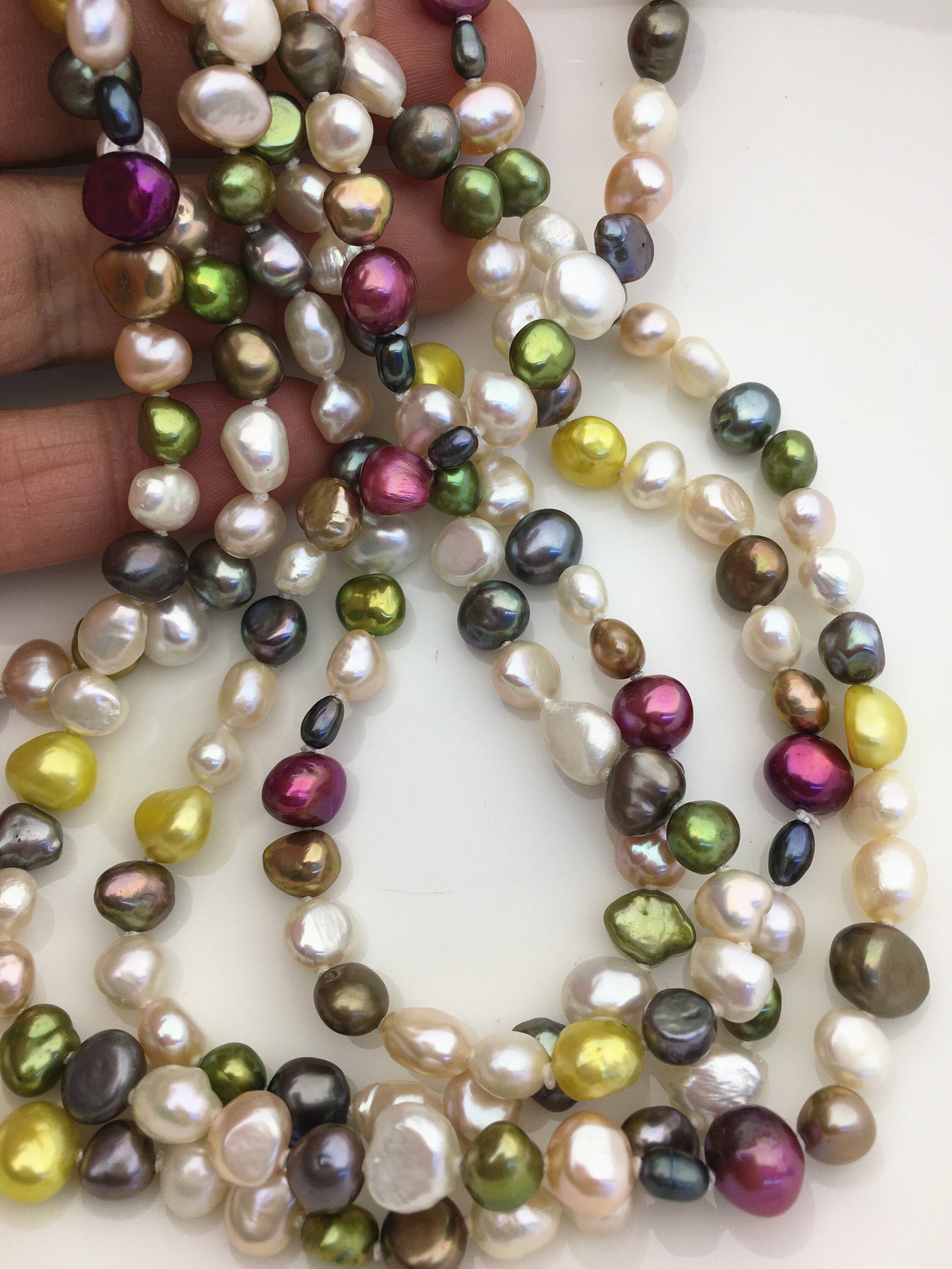 64'' AA+ 4-8mm misc color nugget pearl Necklace,NPN1-117