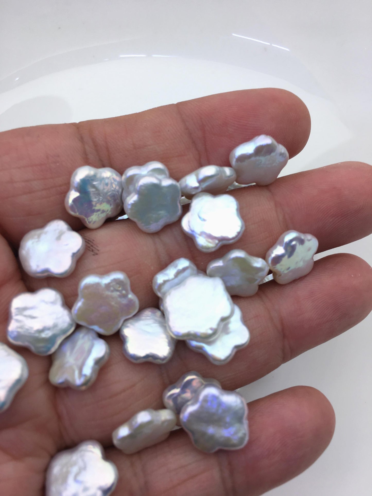 20pcs AAA 12-13mm white plum blossom baroque no hole freshwater pearls,ZS-119-23