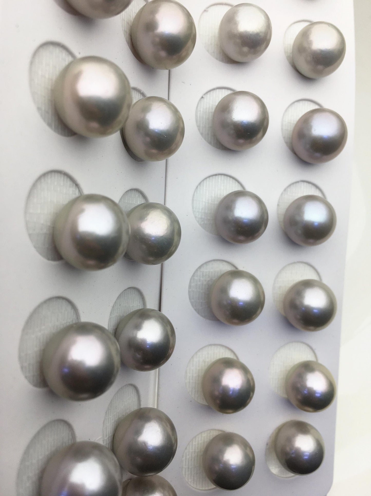 2 pairs AAA 12-13mm Gray Round edison freshwater pearl,half hole, RP12-3A-3