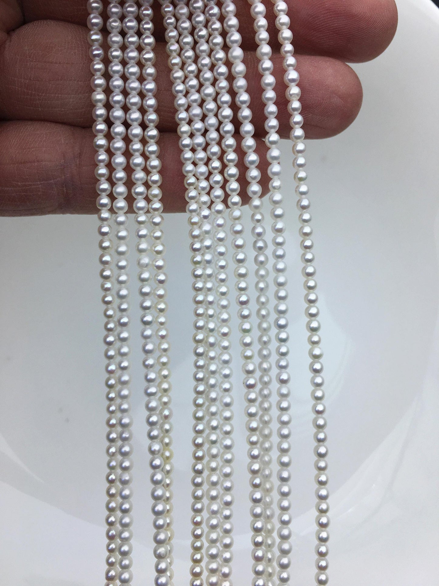 AAA 2.5-3mm tiny white round freshwater pearls,Rondelle pearl Beads,white freshwater pearl,loose strands,RP2-3A-16