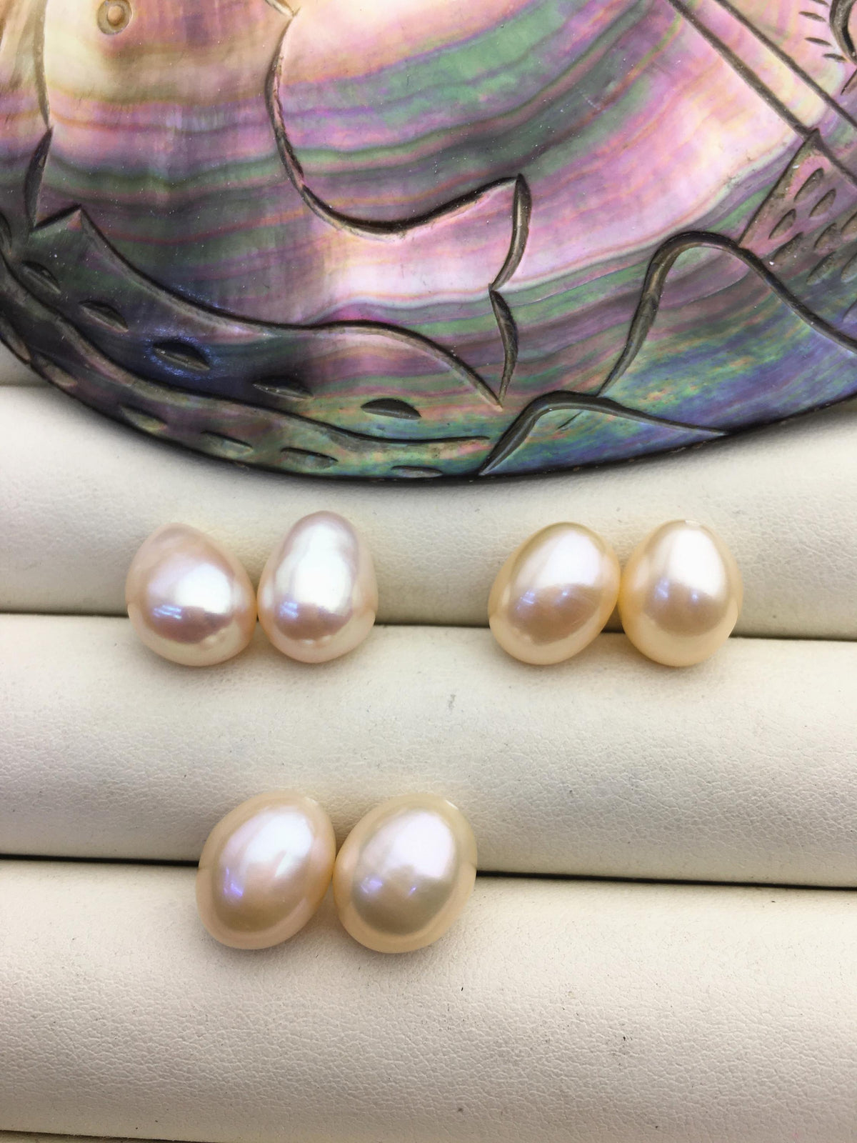 2 pairs AAA 10mm Pink Nugget baroque loose pearl pairs for dangle earrings - 0.9mm top half hole - ZS-103-37-61