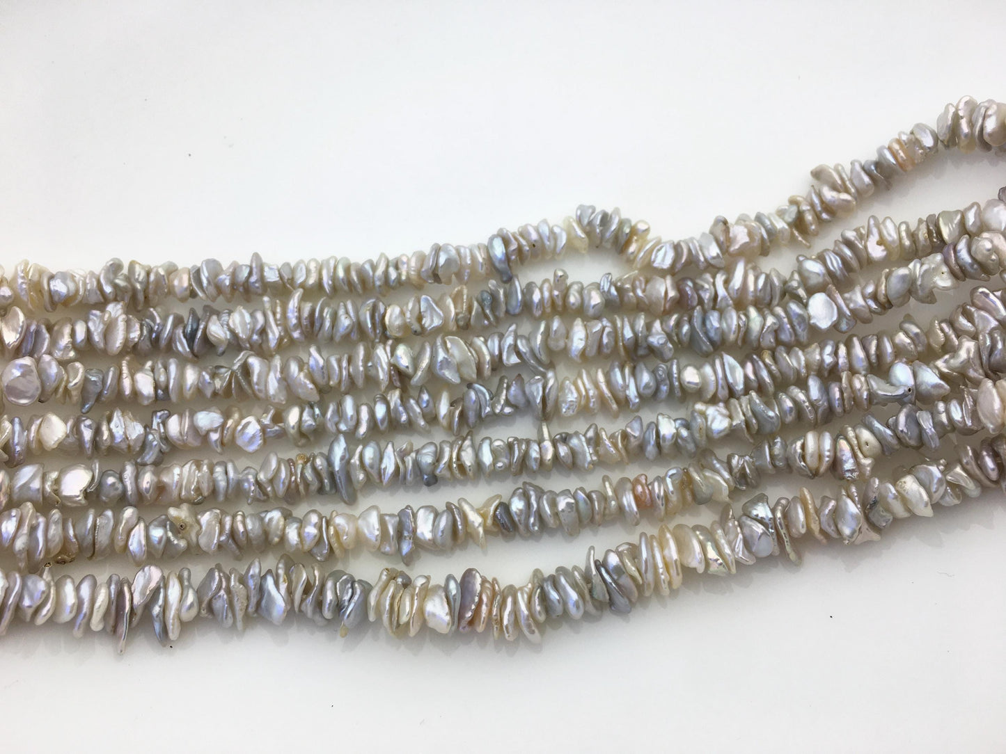 AAA/AA+ 5-6mm white with natural gray Keshi pearls,Center drilled,ZS-128-6