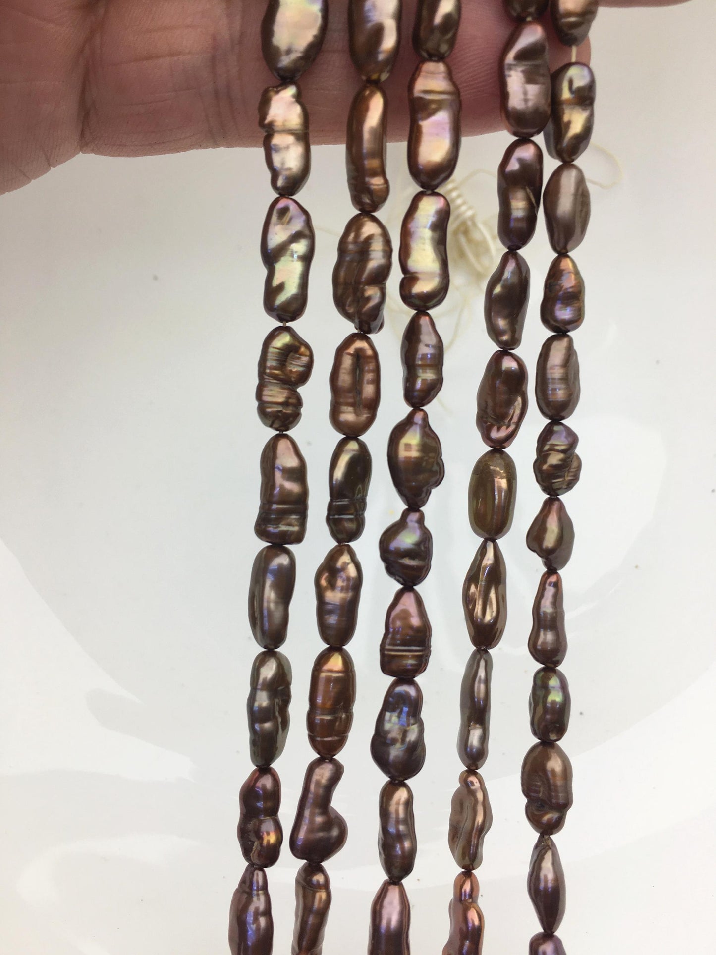 AA+ 6-7mm red brown toothpick Biwa Pearl Necklace,Genuine Fresh Water Pearl,Wedding Necklace,Mothers Day,ZS-80-10-29