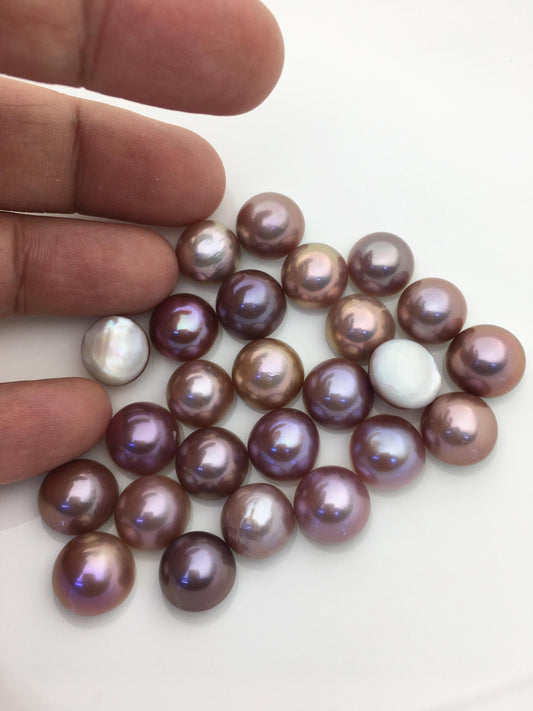 25pcs AAA 12-13mm Baroque Mabe Natural Purple Rainbow Freshwater Pearls,no hole,MB-T55