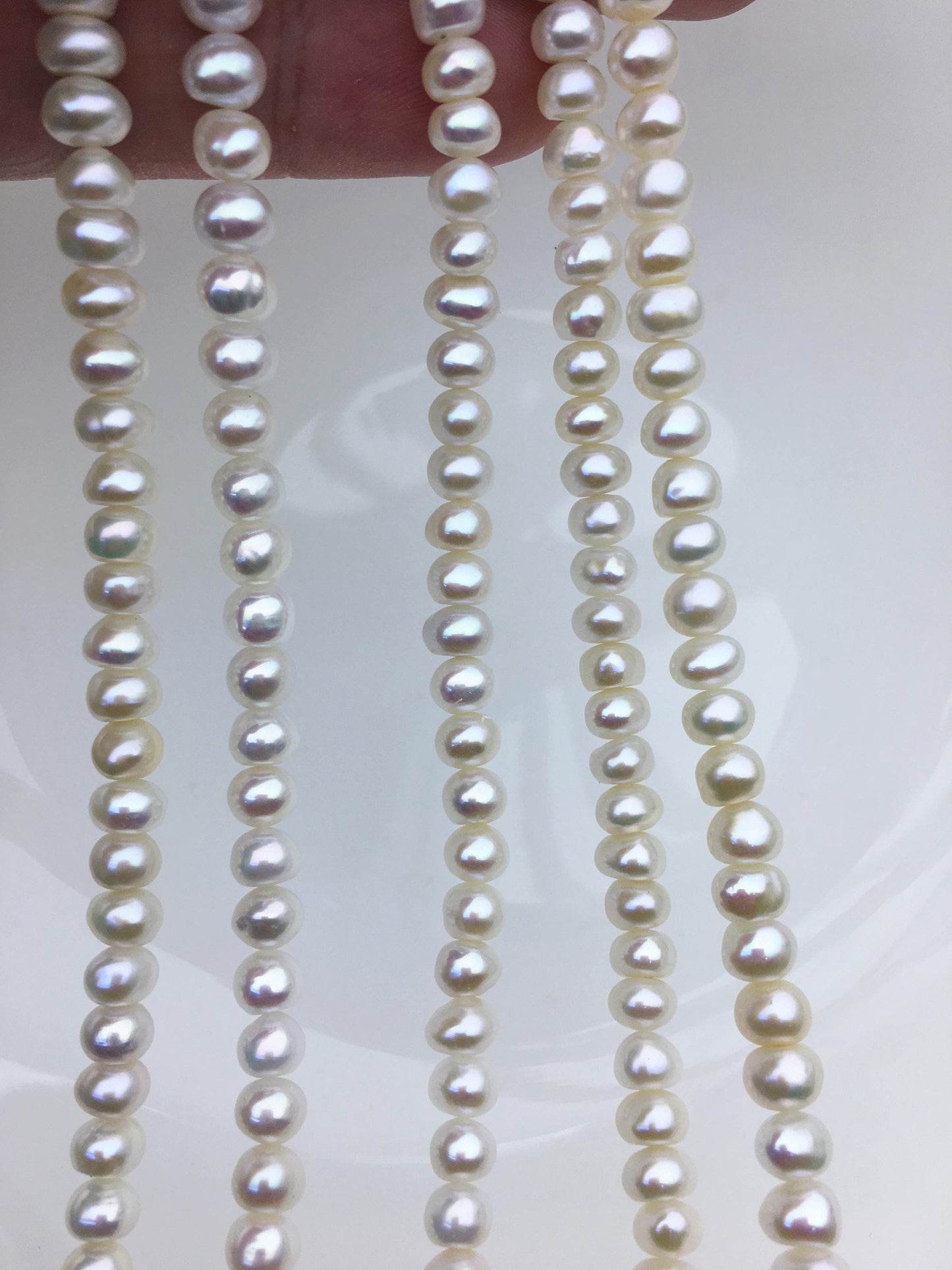 AAA 5.5-6.5mm white button pearls,Rondelle pearl Beads,loose strands,SM6-T14