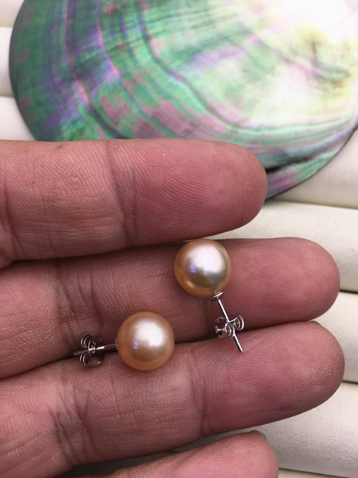 1 pair AA+ 10-11mm orange round edison pearl stud earrings,wedding pearl earrings,SE3-T9-41