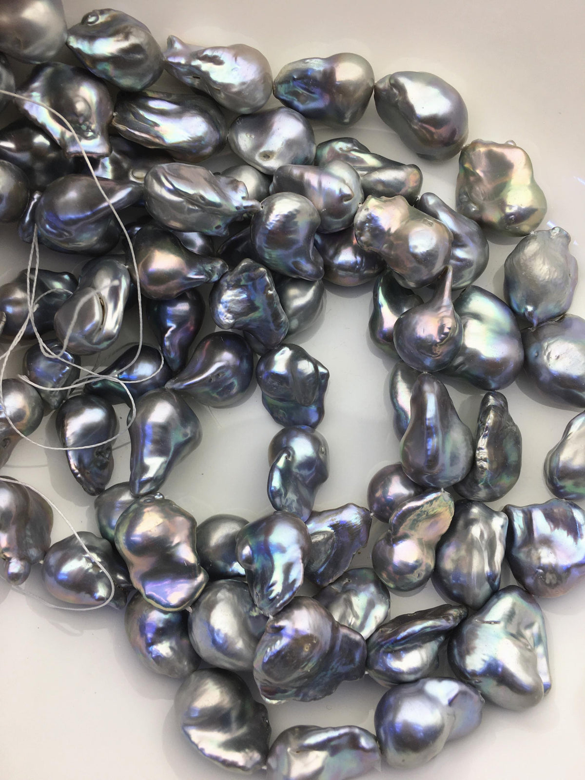 15.5'' AA+ 13-16mm Big Gray flame ball pearl,FL15-2A-5-11