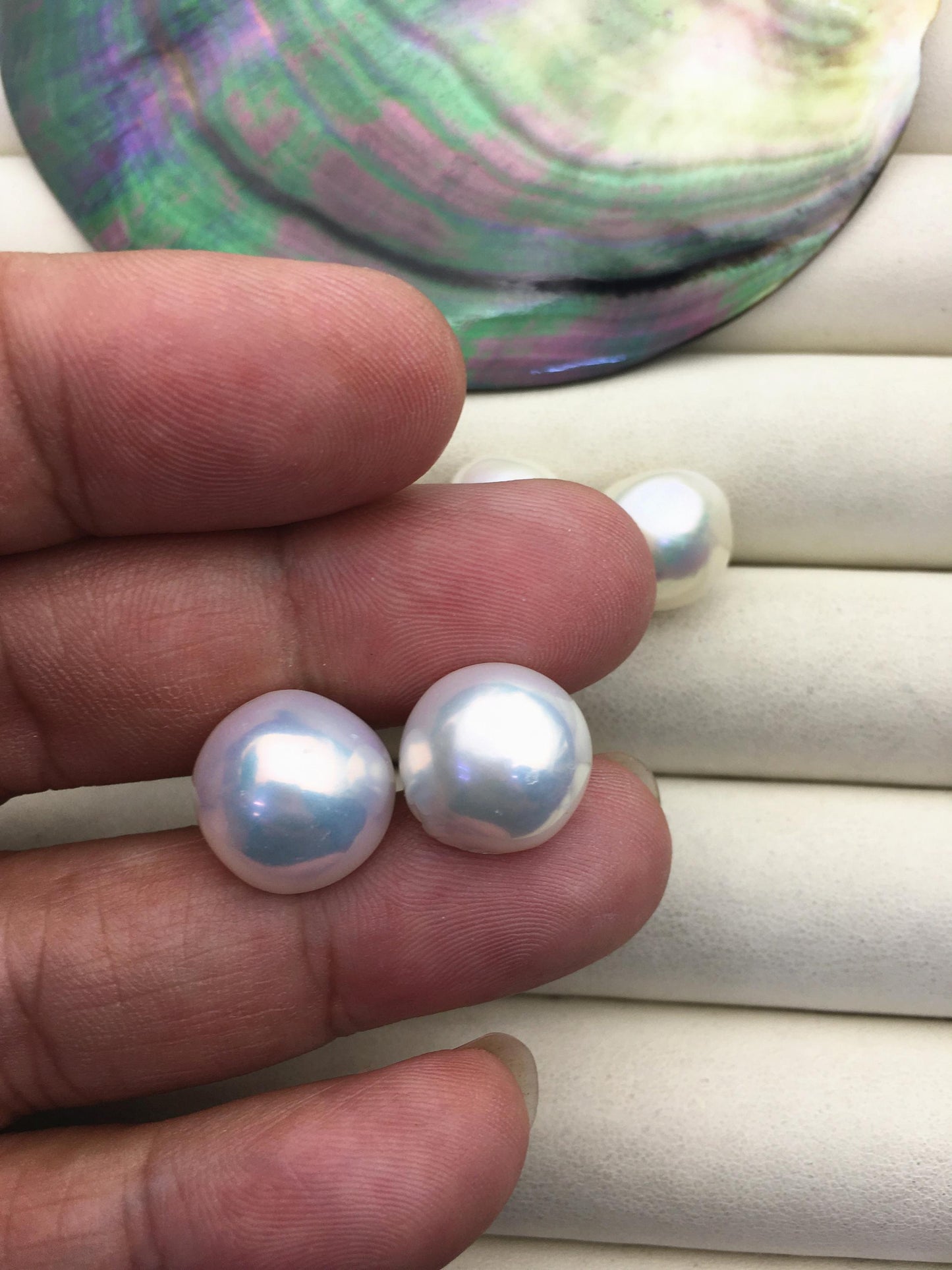High Luster!1 pair AAA 13-14mm Mabe Half Ball Freshwater Pearl stud earrings,SE3-022-3
