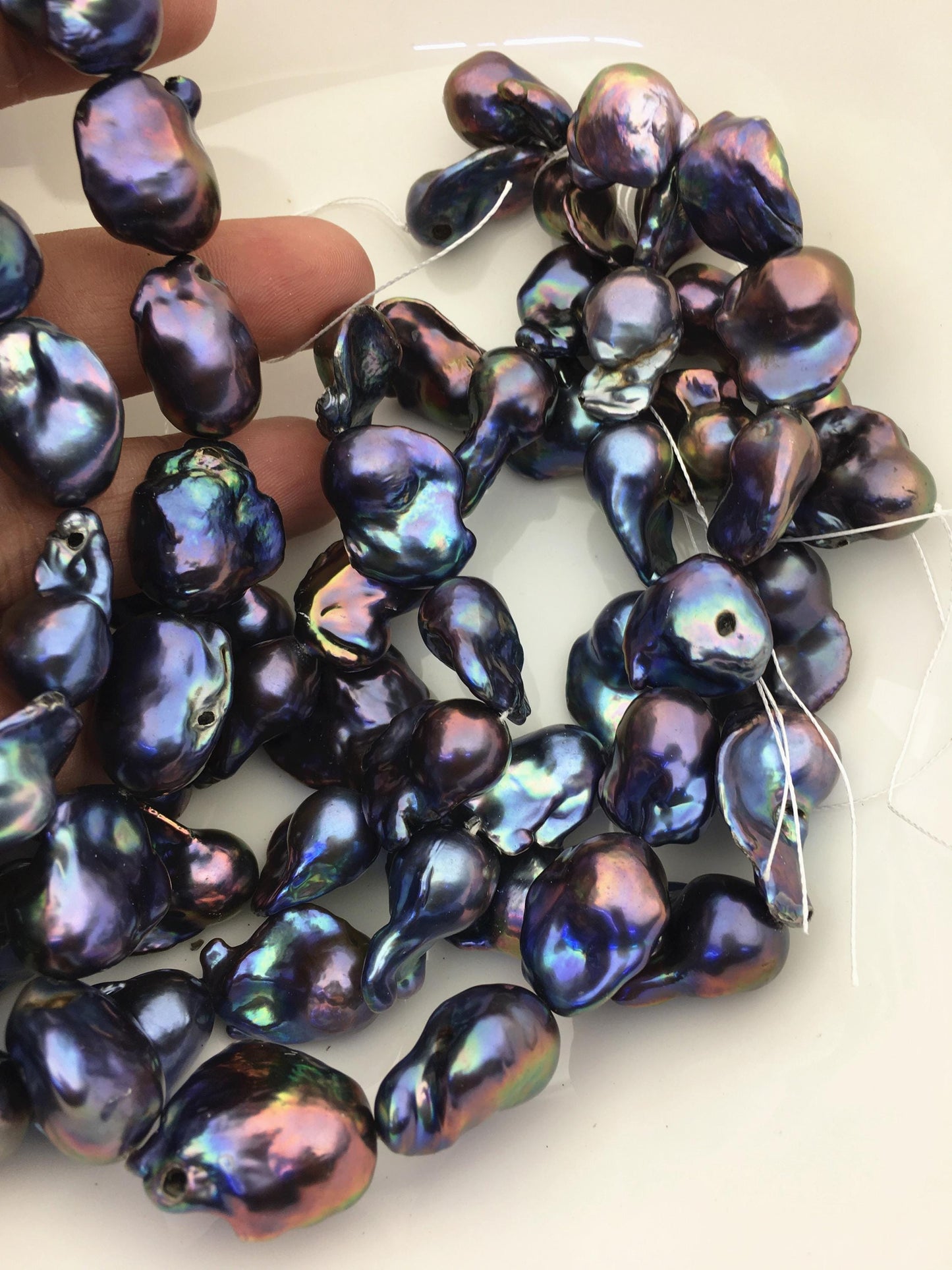 15.5'' AA 13-17mm Green Black Rainbow flame ball pearl,FL15-2A-5-42
