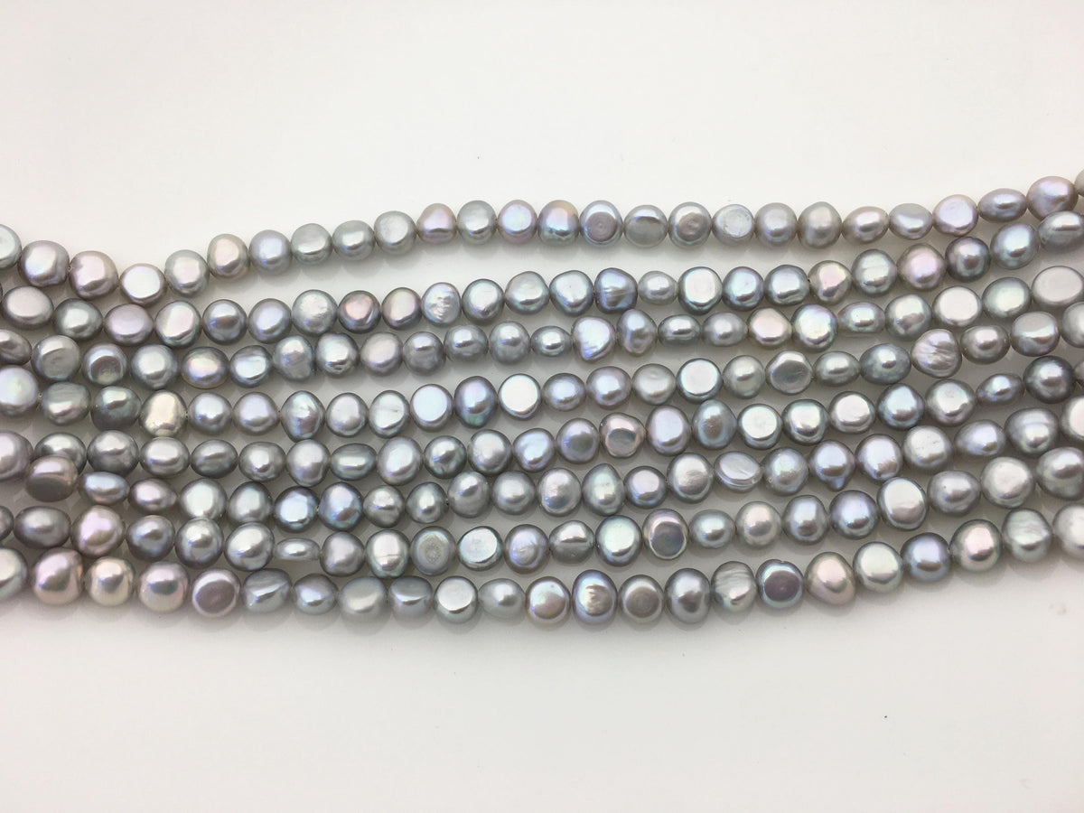 AAA 5.5-6.5*6-7mm gray nugget freshwater pearls,irregular nugget freshwater pearl strand,LM5-3A-13