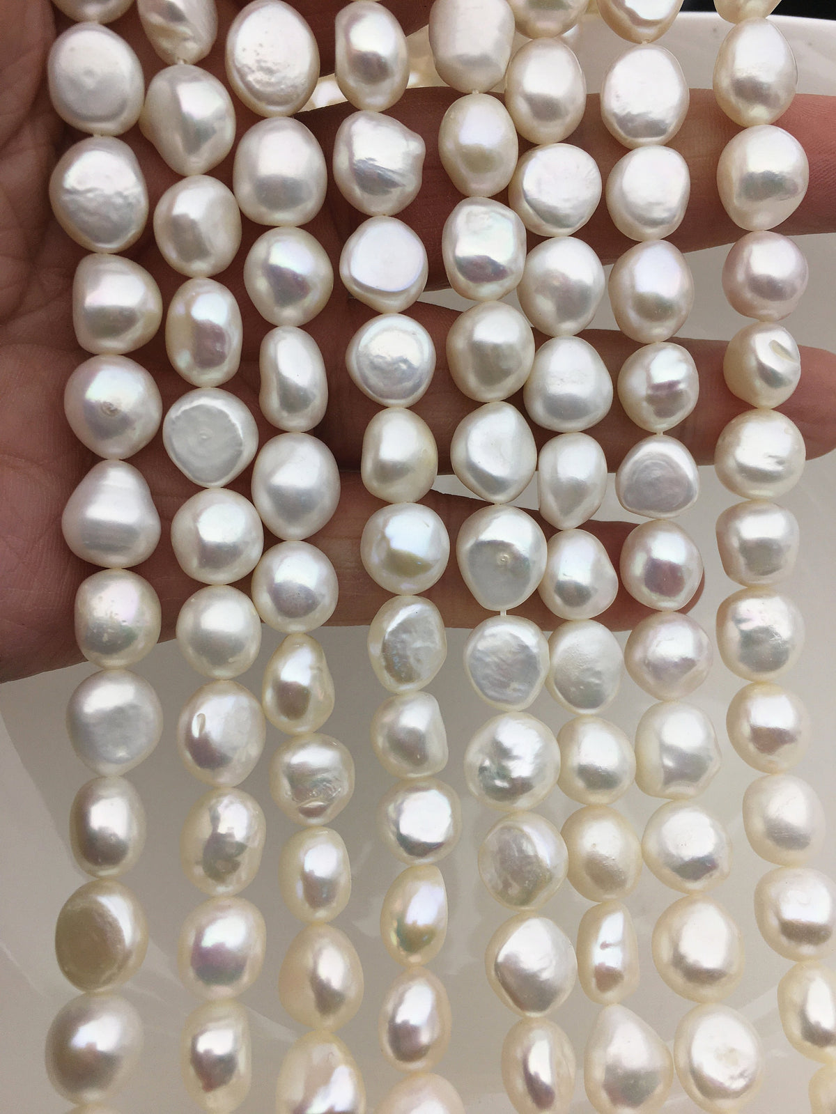 AAA 10.4-11.4mm White nugget freshwater pearls,baroque pearl strand freshwater pearls,pearl strand,LM11-3A-8