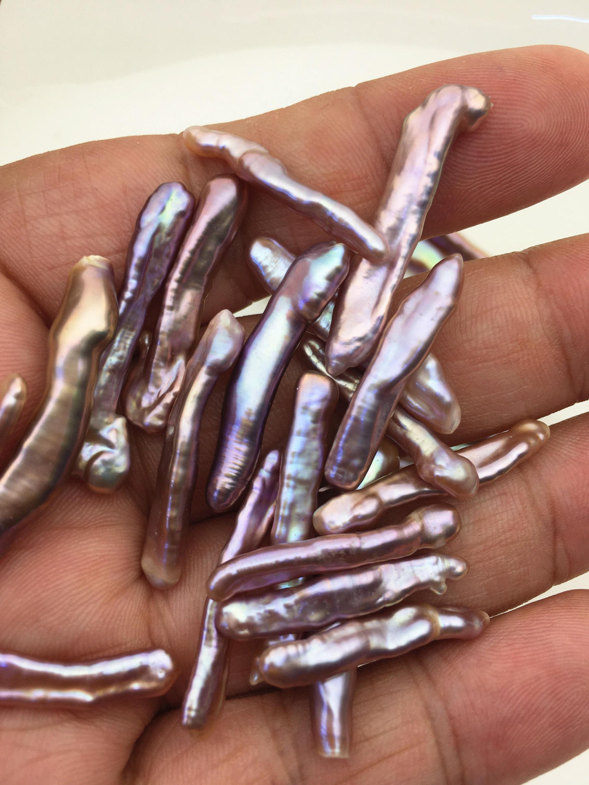 30pcs AAA 3-5mm natural purple rainbow Toothpick Freshwater Pearls, no hole,ZS-80-32