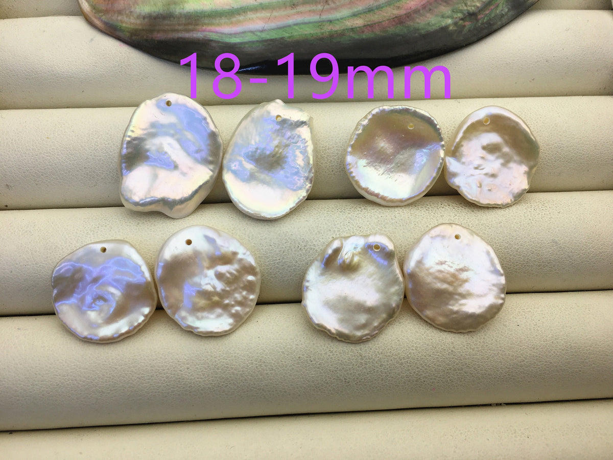 1 pair AAA 10-20mm White keshi Freshwater Pearl White loose Beads Pair,wholesale,0.9mm top side hole,ZS-103-37-47