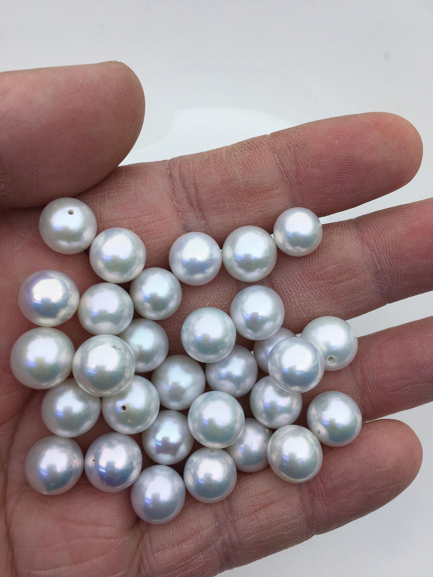 High Luster!10pcs AAA 10-11mm white round freshwater pearls,0.9mm half hole,RP10-3A-5