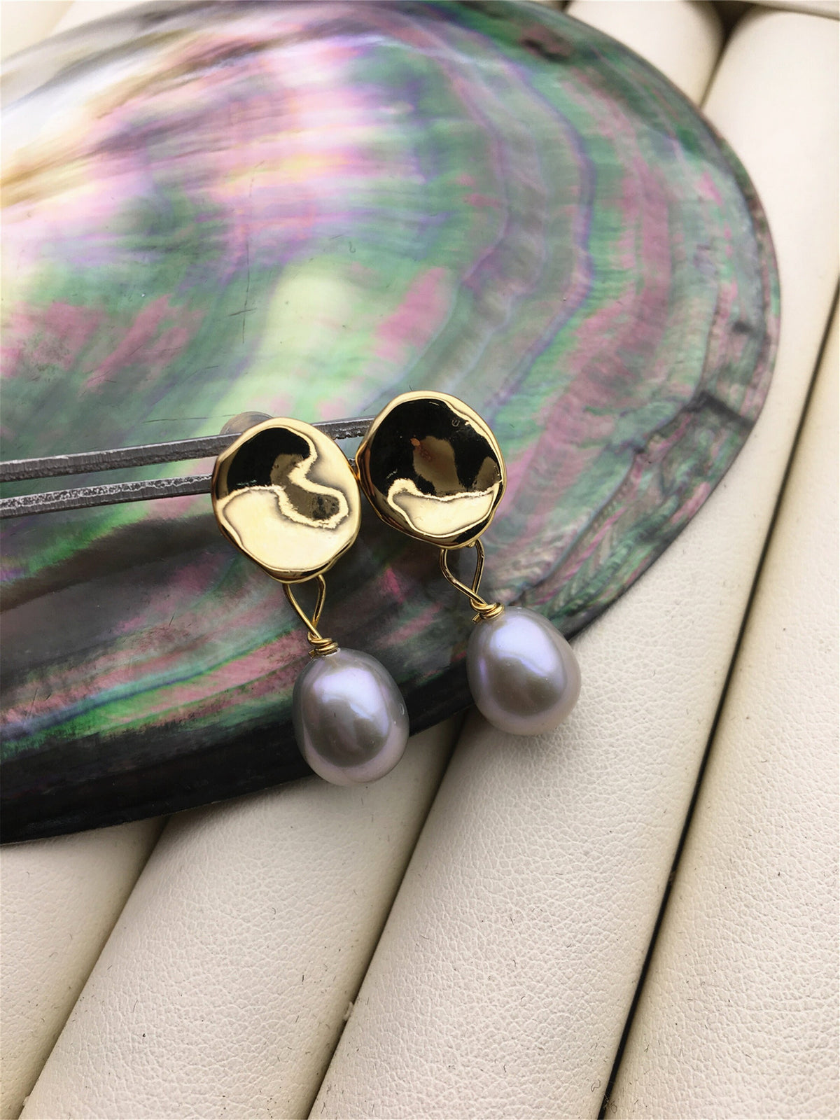 AAA 9mm Gray rice pearl stud earrings,wedding pearl earrings,SE3-131-8