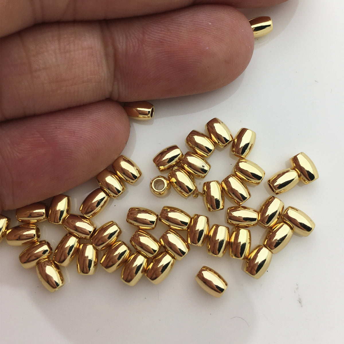 20pcs 4x5.5mm Yellow Gold Ellipse Gold Beads,copper plated 18k solid gold,AAL-003-11
