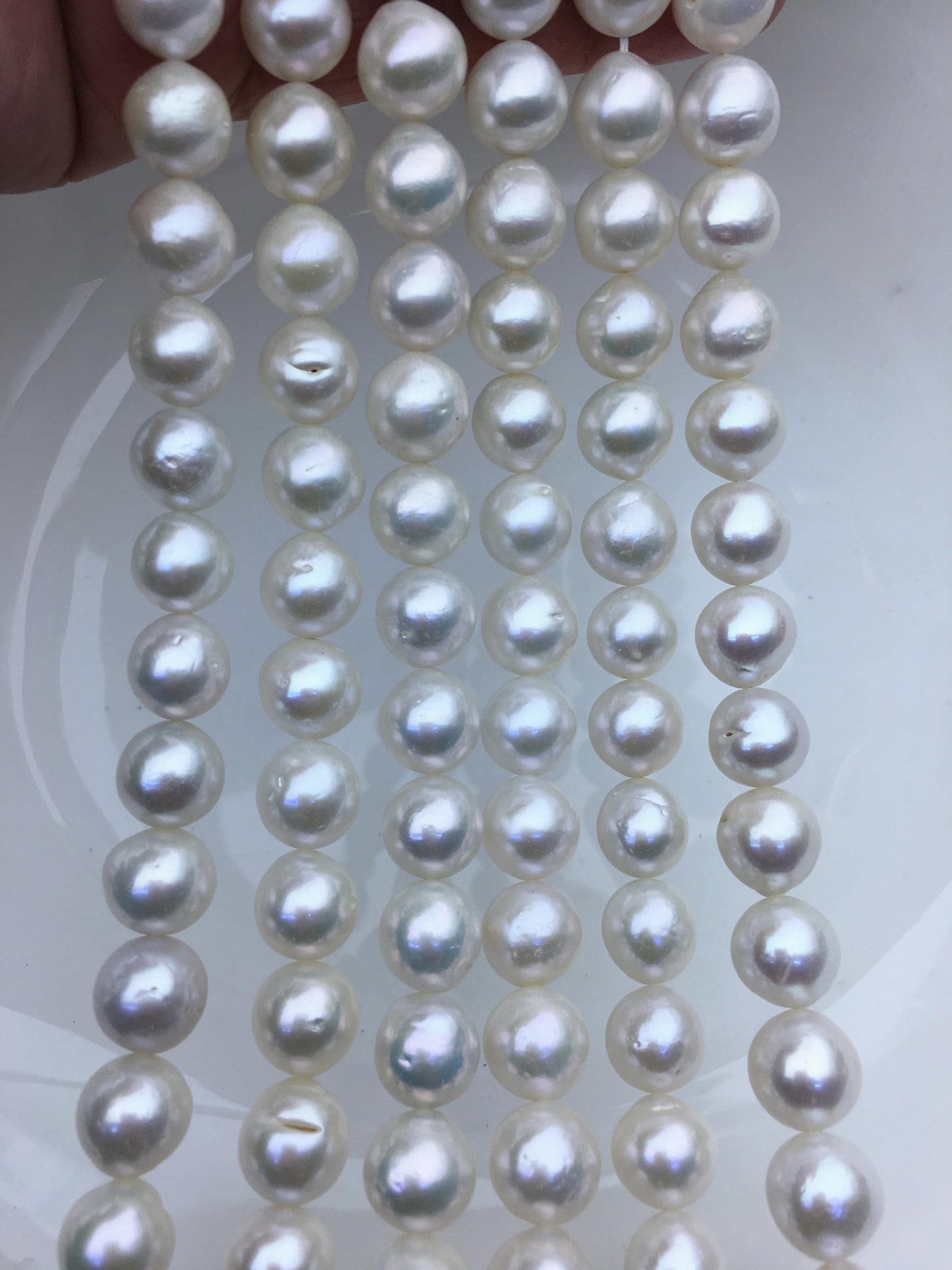 AA+ 9-11mm white oval near round Edison Freshwater Pearl,ED12-2A-5-60