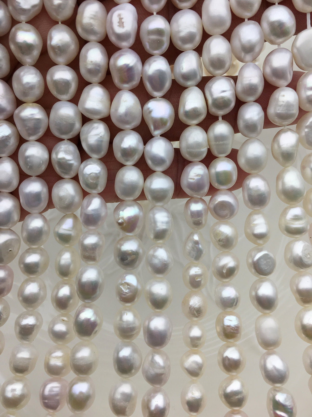 AA 8.4-9.3x10-11mm white nugget pearls, CUSTOM drill large hole,full strand,LM9-2A-2