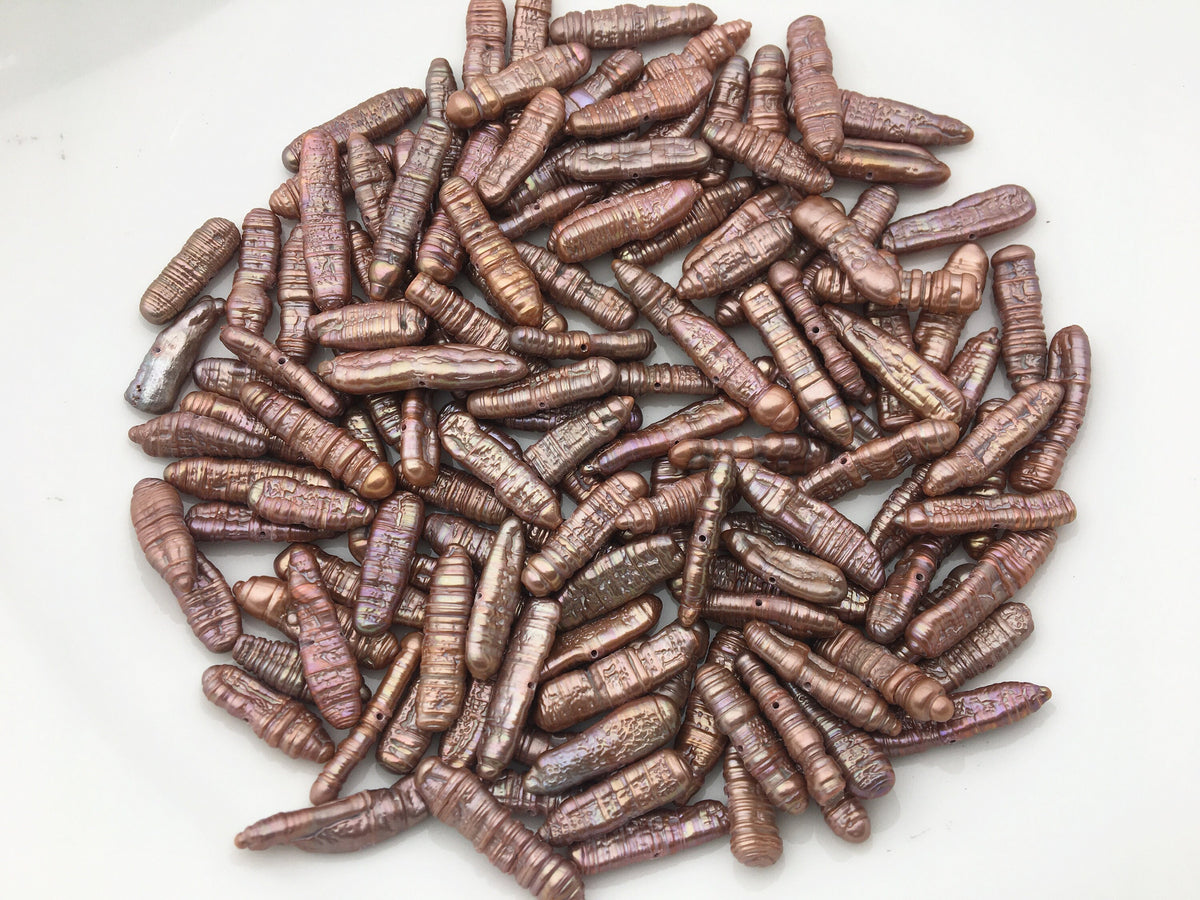 10pcs AA 5-7mm Brown Biwa Freshwater loose Pearls,center drill hole,ZS-104-12