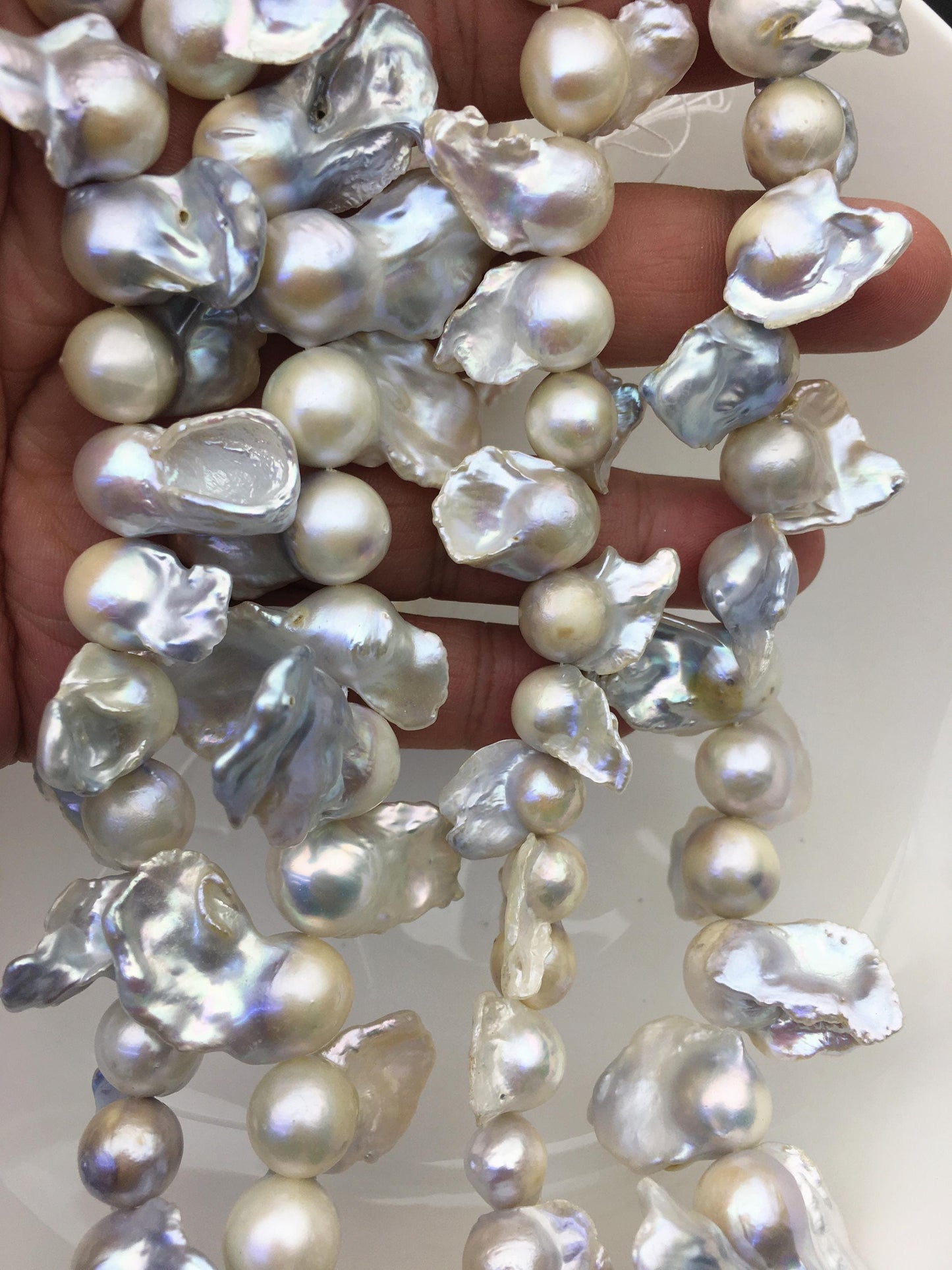 15.5'' A- 12-15mm white flame ball pearl,FL15-2A-5-97