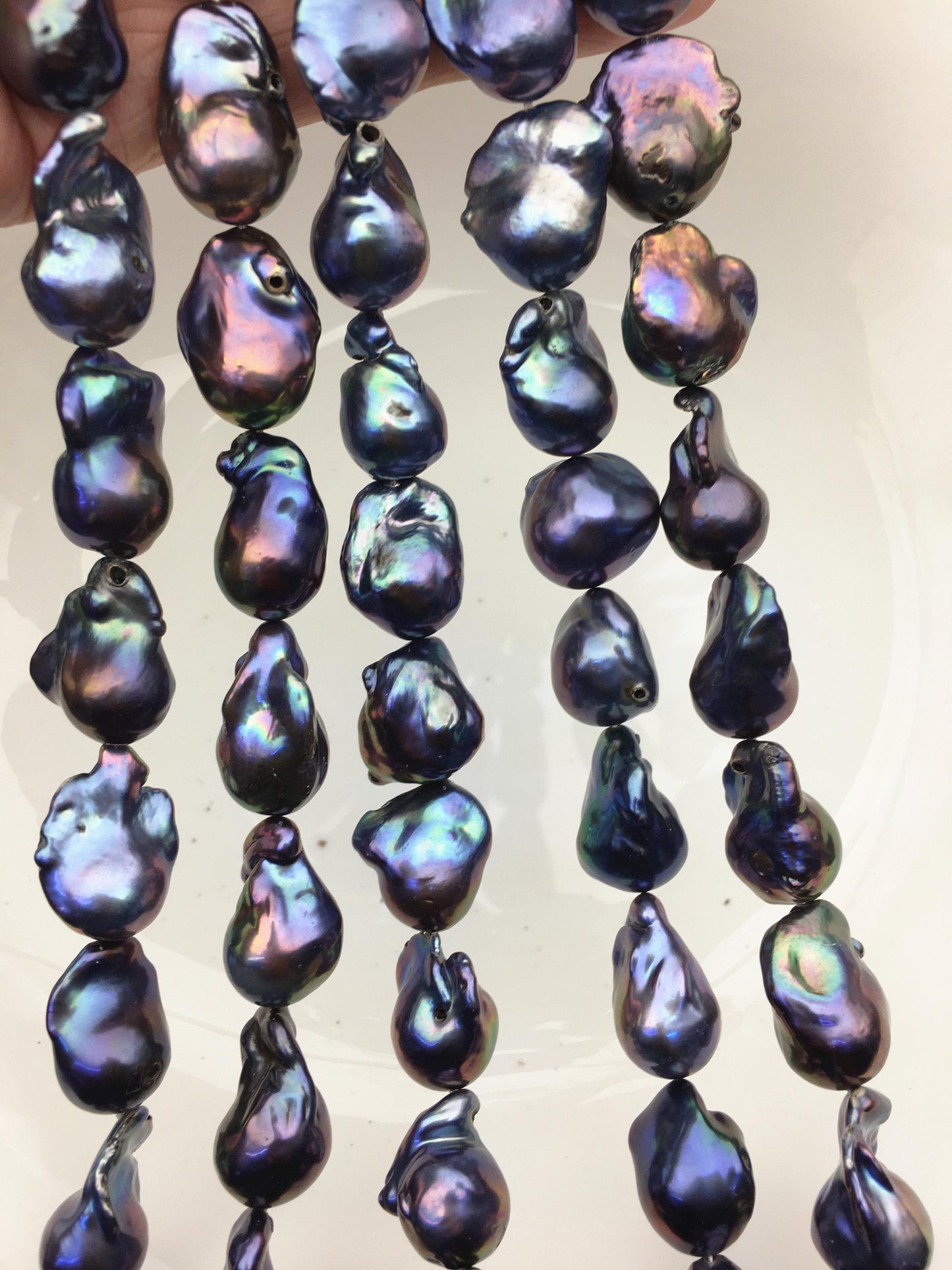 15.5'' A+ 12-16mm Green Black Rainbow flame ball pearl,FL15-2A-5-44