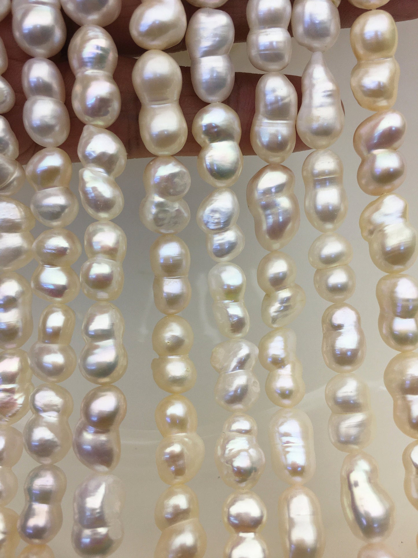AAA 8-10mm flat Gourd baroque pearls-Grade White Baroque Gourd,DIY,high luster,ZS-114-14