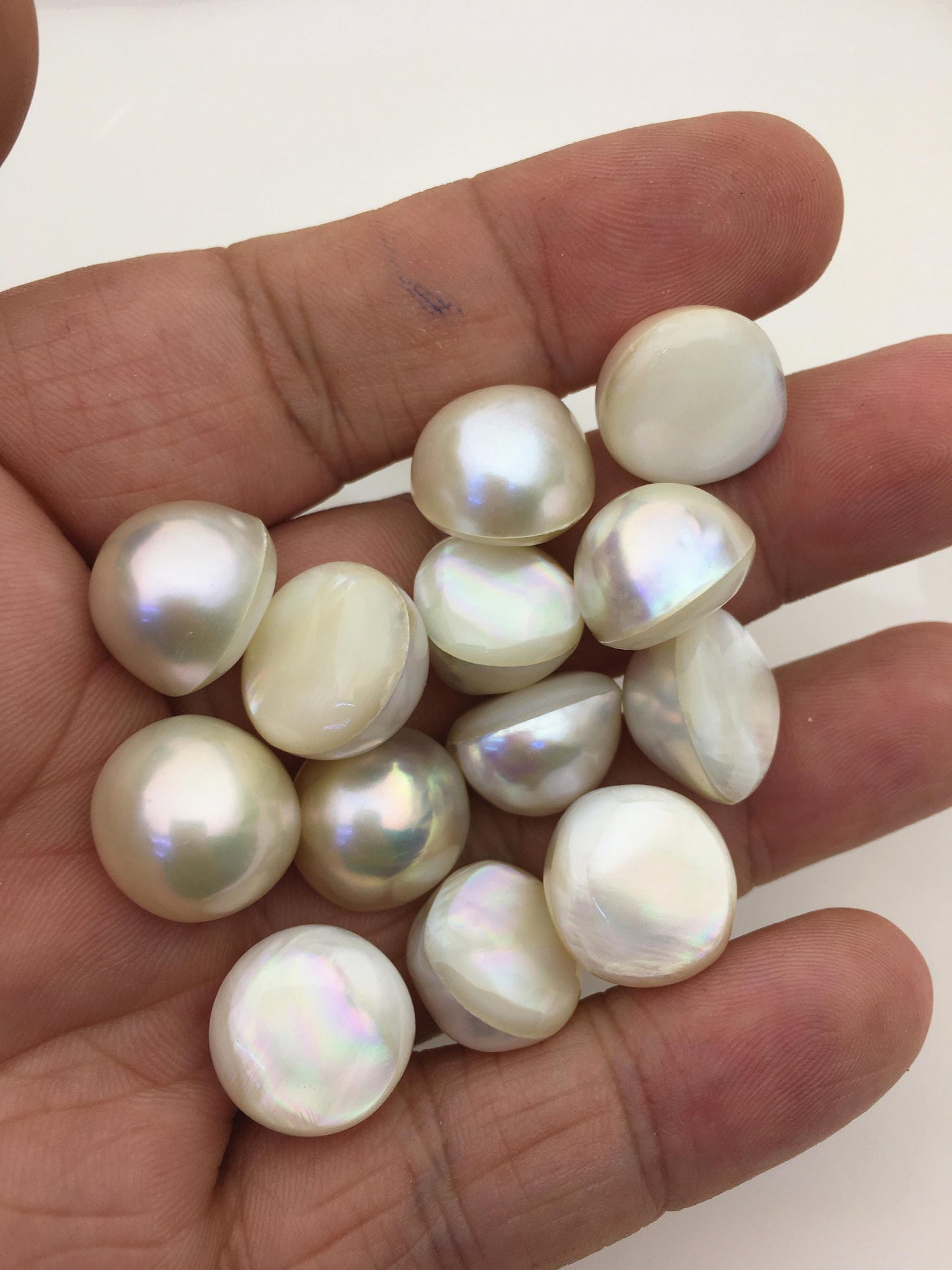 18pcs AAA 14-15mm white Baroque Mabe Freshwater Pearls,no hole,MB-T15