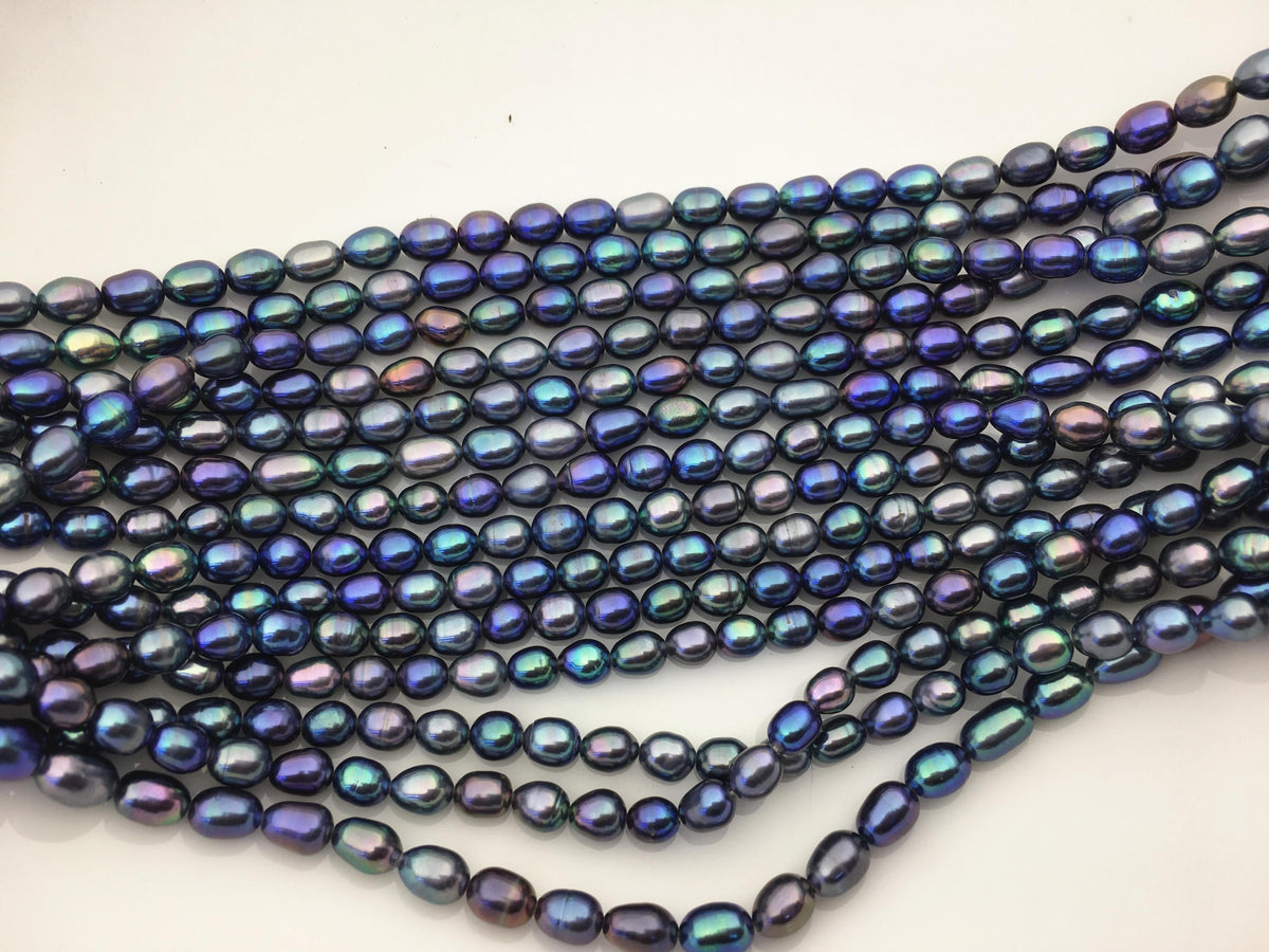 AAA 5-6mm blue black rice pearl beads,high luster freshwater pearls,loose freshwater pearl,LR5-3A-20
