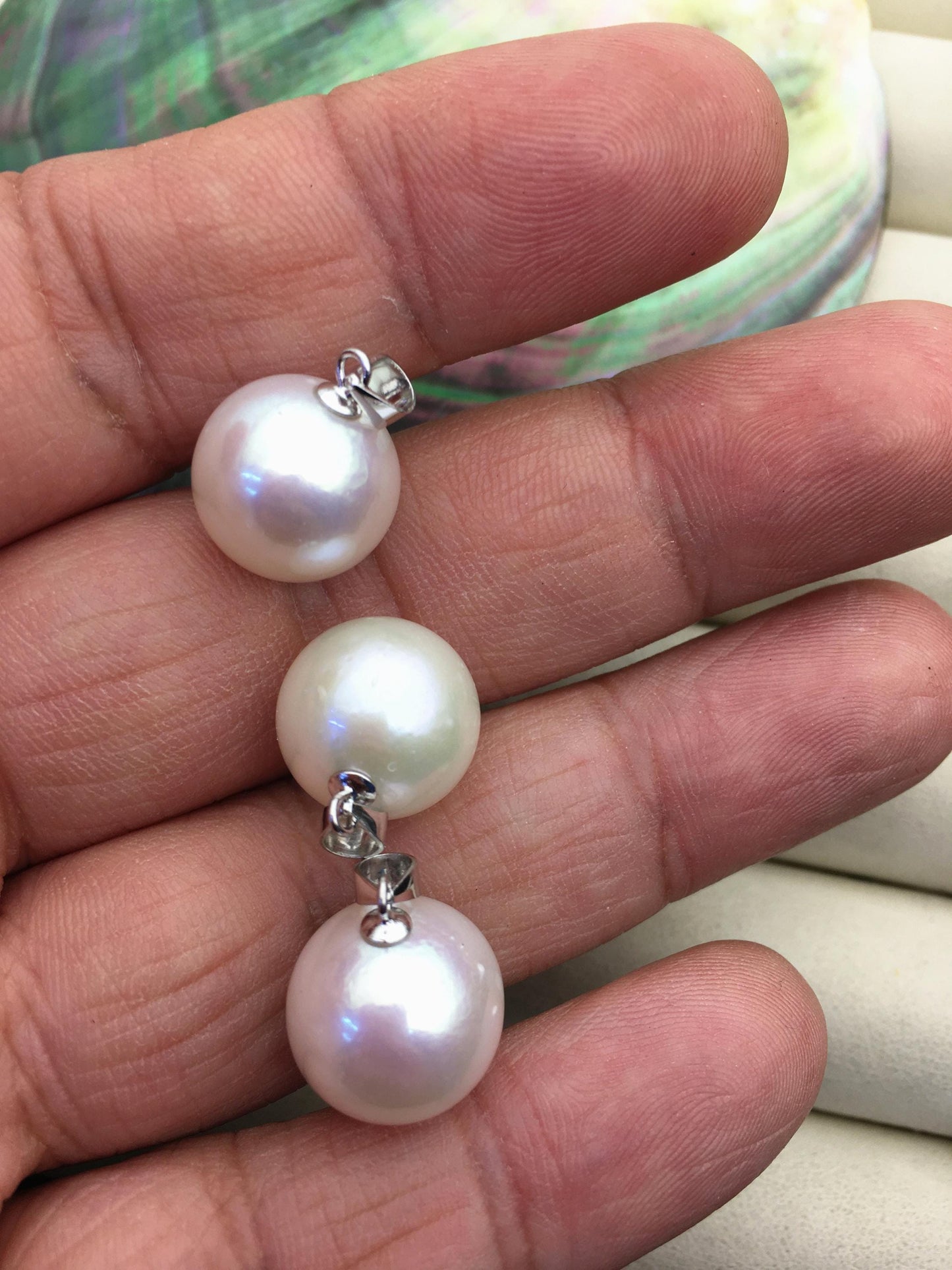1pc AA+ 13-14mm big white round freshwater pearl pendant,- NC1-021