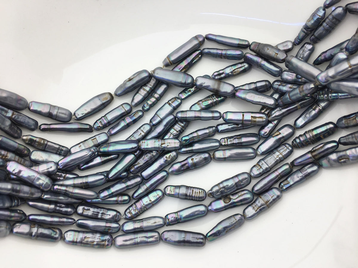 15.5'' AA 6-8mm Black Blue rectangle pearls,ZS-80-25-17