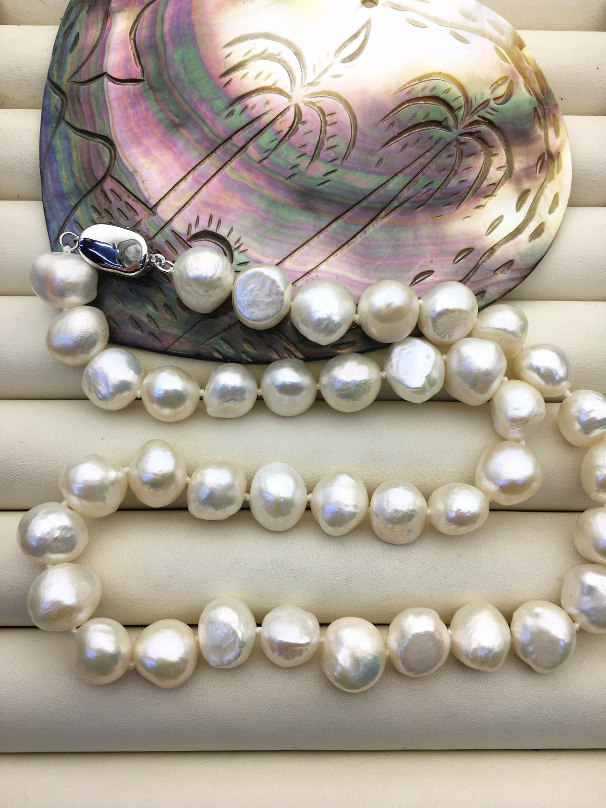 17.5'' AA+ 10mm White Nugget Pearl necklace, NPN1-T40