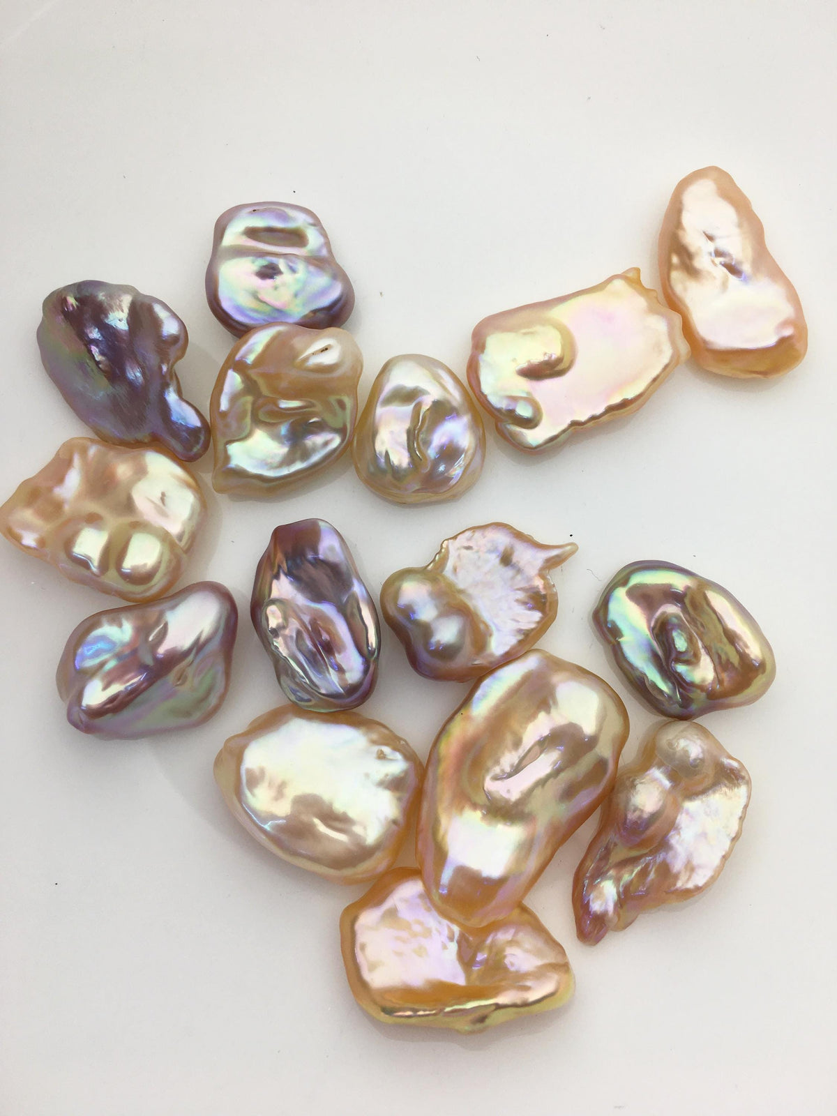 15pcs AAA 13-18mm natural mix color rainbow keshi Freshwater Pearls,no hole,ZS-T23