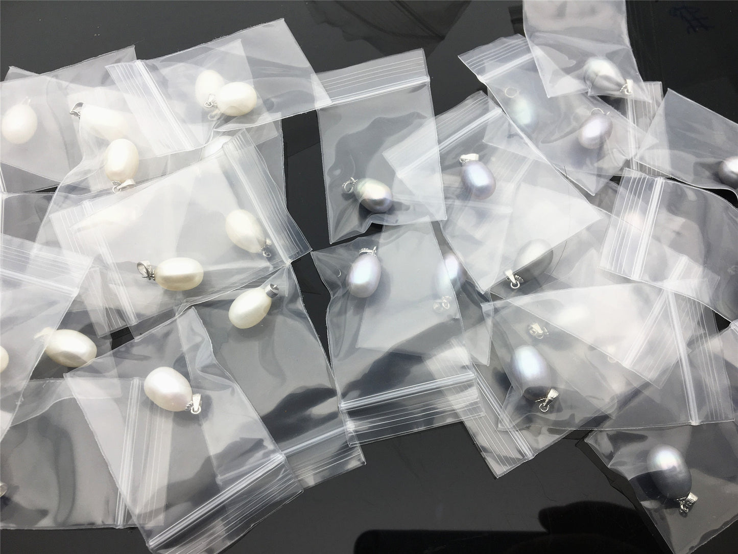 AAA 10x12.5-15mm White/Gray LONG oval pearl pendant necklace,Select Pearl Color - Rice Pearl necklace - NC1-017