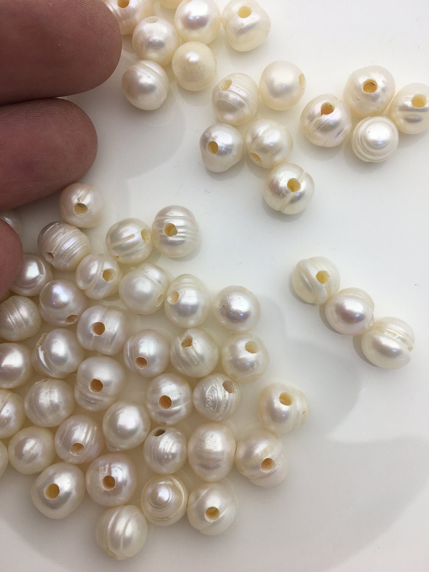 30pcs AA 9-10mm white potato freshwater pearls,2.2mm large hole,CR9-2A-9