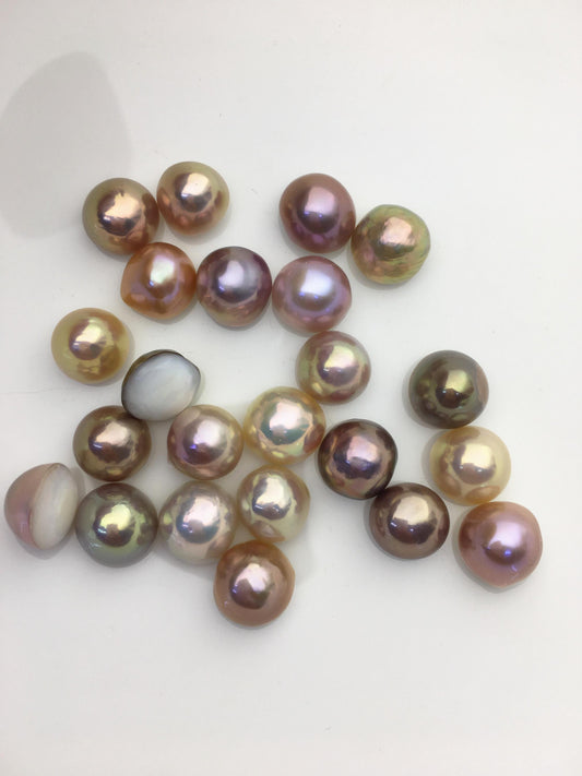 23pcs AAA 11-12mm Baroque Mabe Natural Purple Rainbow Freshwater Pearls,no hole,MB-T11