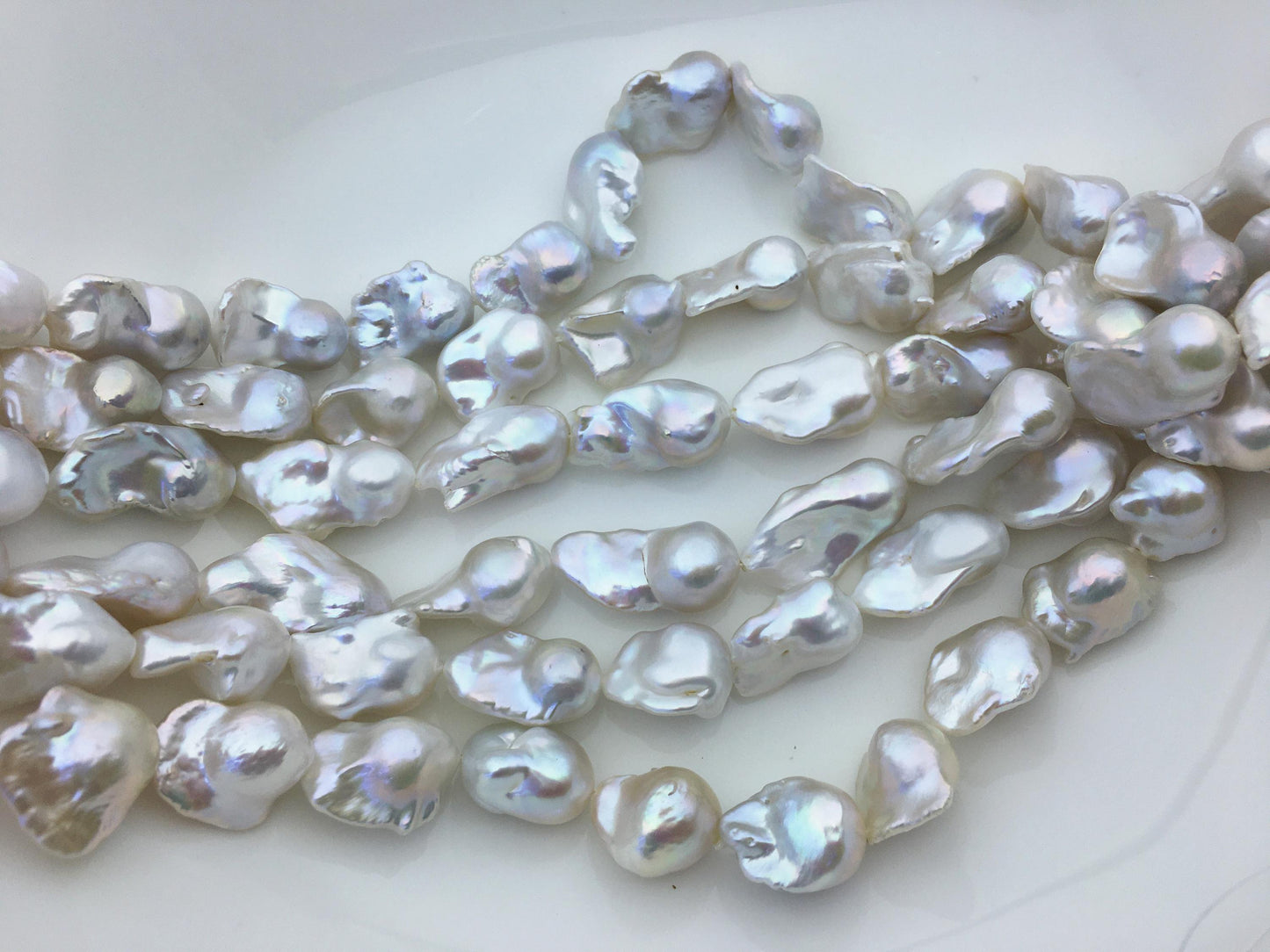 15.5'' AAA 12-15mm White flame ball freshwater pearl,FL15-3A-7-17