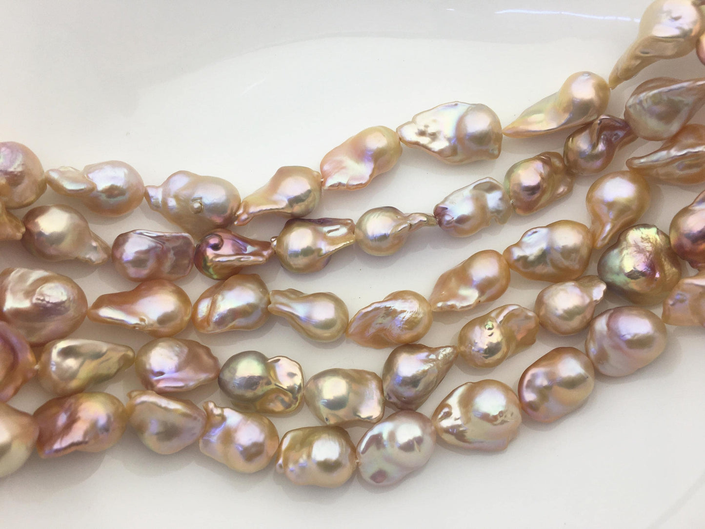15.5'' AAA 13-16mm Natural Orange Rainbow flame ball pearl,FL15-3A-7-13
