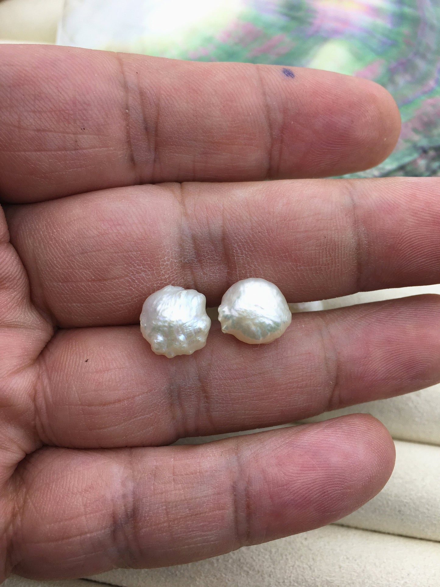 Rare!10-11mm White/Gray Natural Rare Rosebud Freshwater Pearl Stud Earrings,thorn pearl,SE3-067
