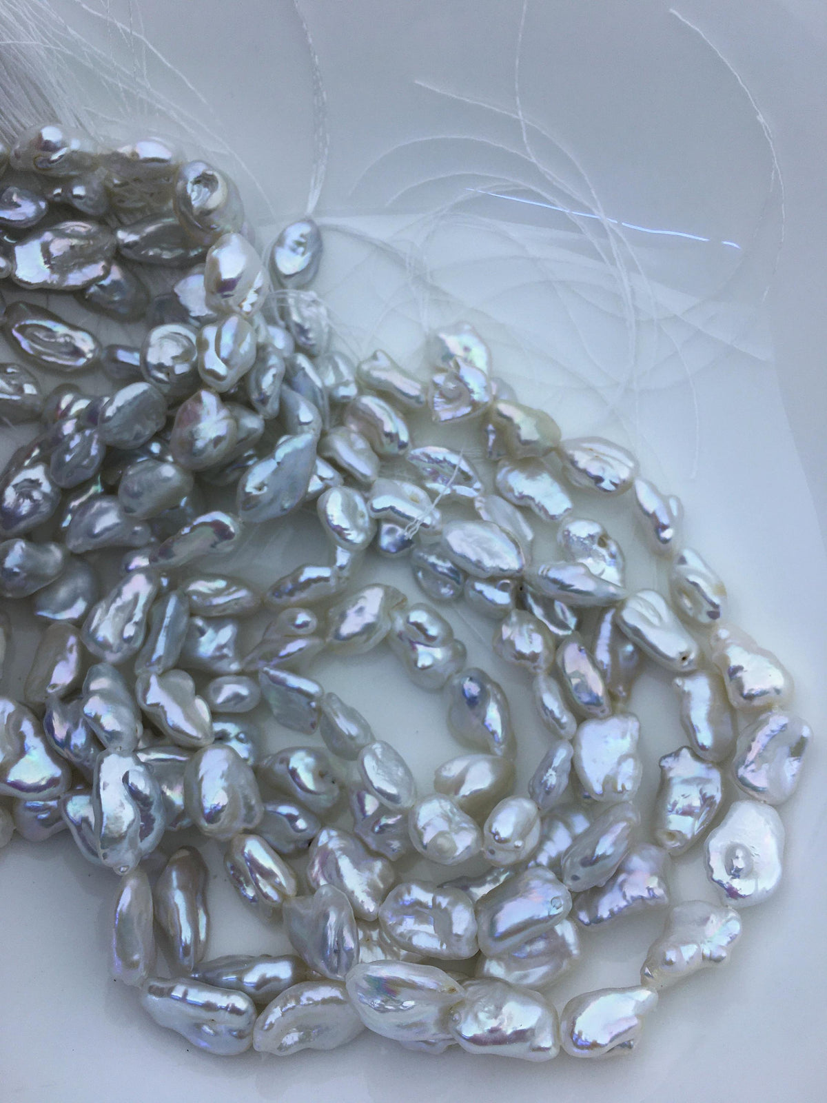 AA+ 9-11mm white long keshi Freshwater Pearl,ZS-200-60