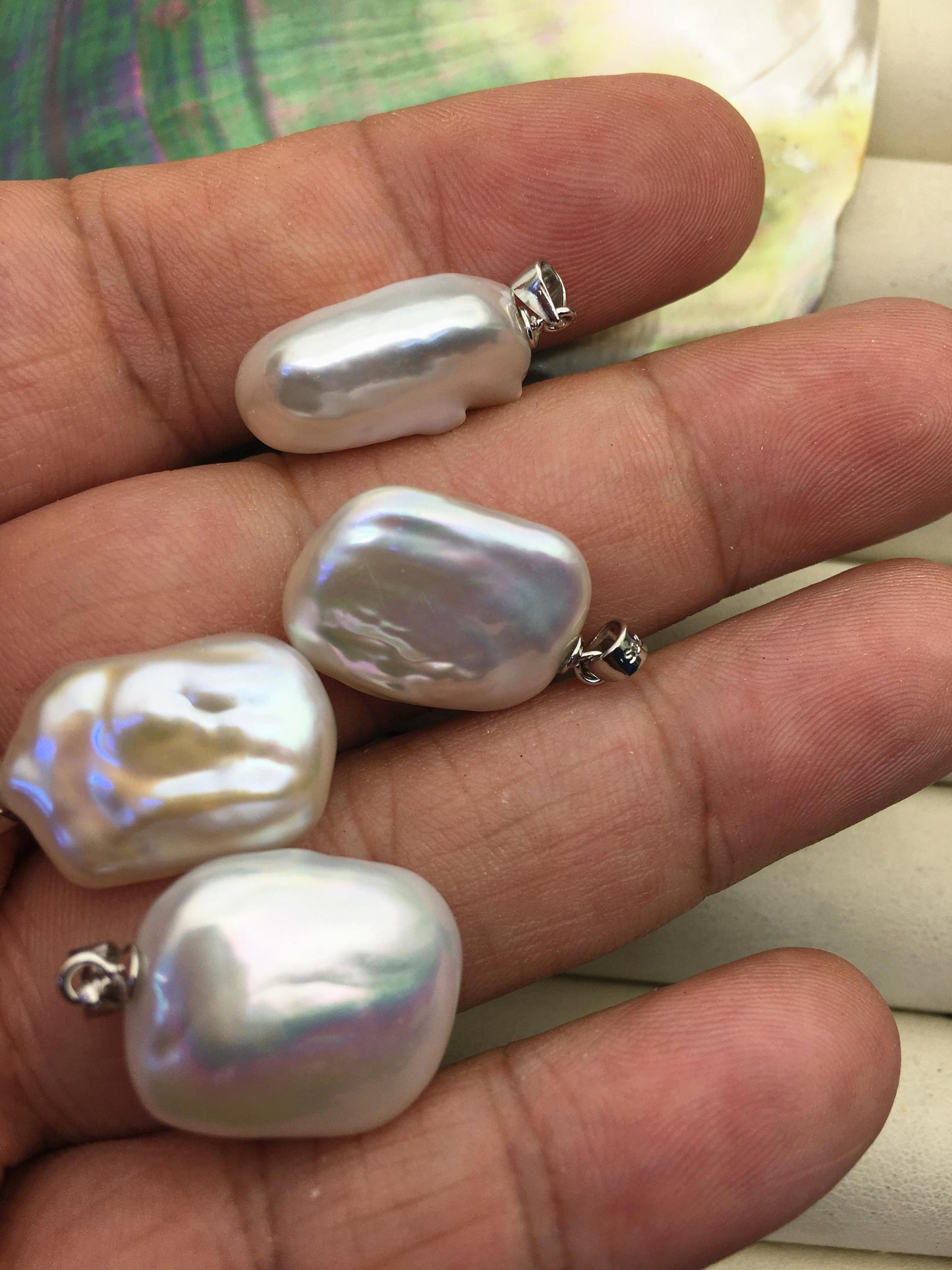 2pcs AAA/AA+ 15-17mm White Thick Block Baroque pearl pendant,NC1-036