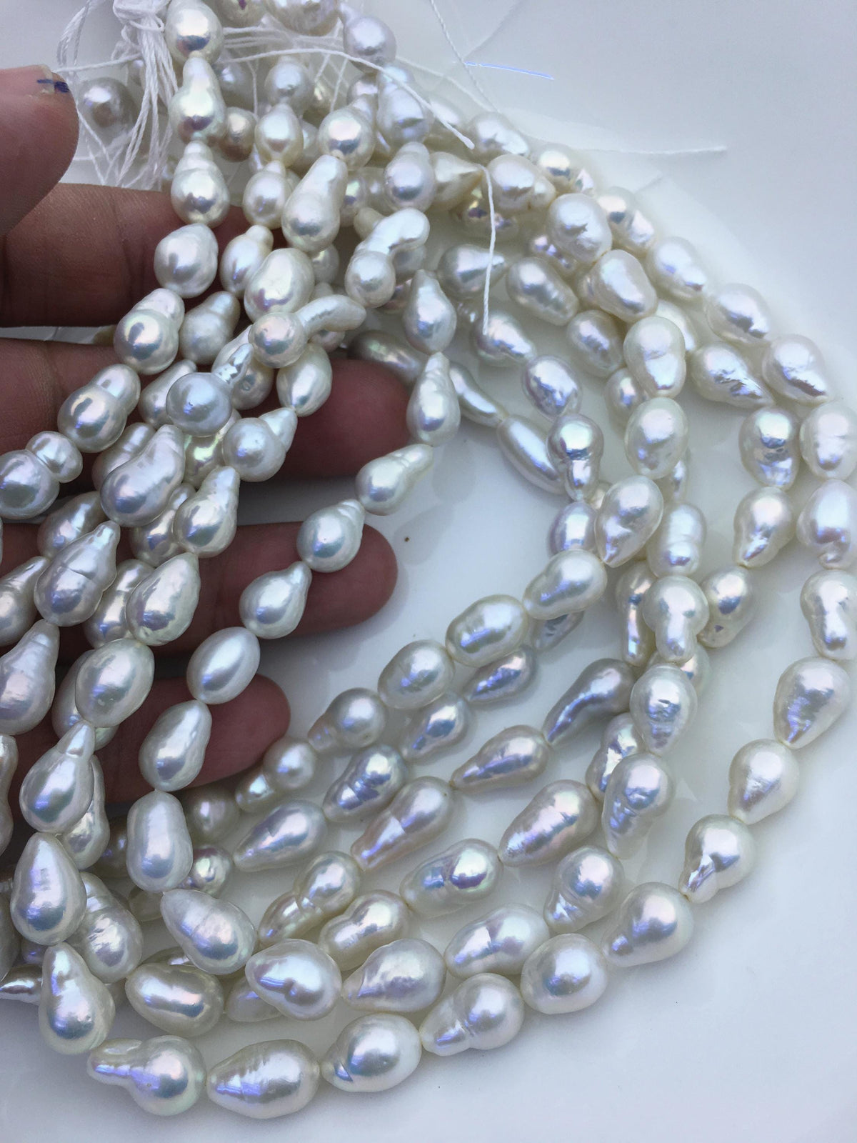 AA+ 9-11mm white baroque long drop Edison Freshwater Pearl,ED12-2A-5-41
