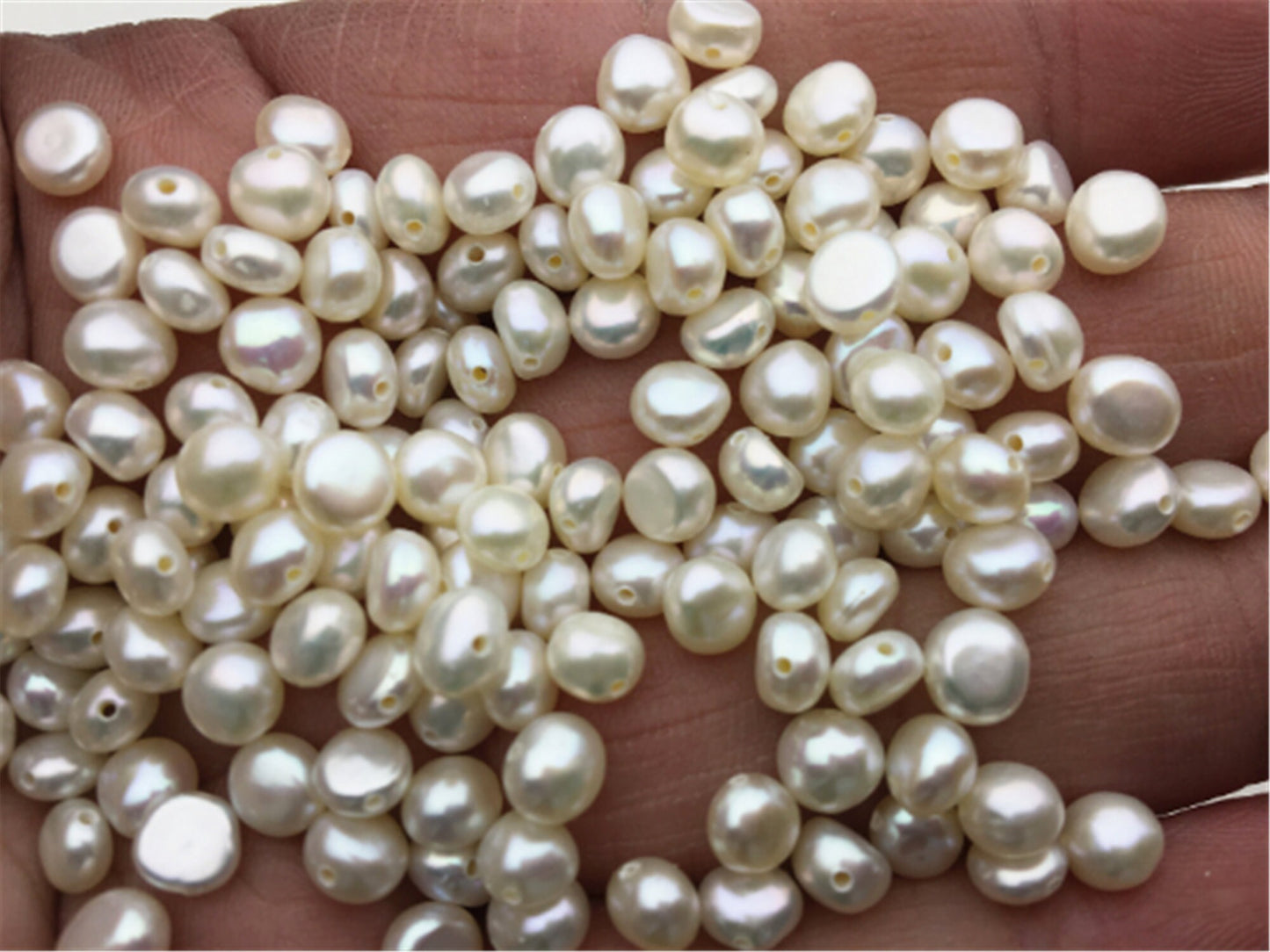 100pcs AAA+ 5-5.5mm white nugget freshwater pearls,irregular nugget freshwater pearl strand,LM5-3A-8