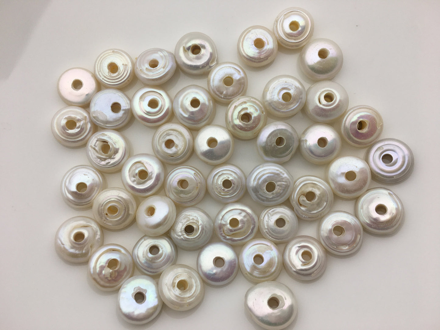 20pcs AA 13-14mm white coin freshwater pearls,3mm large hole,COIN13-T7