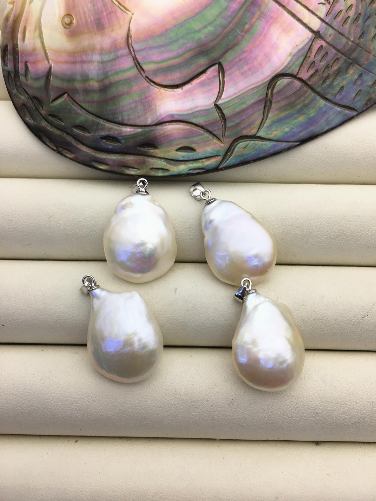 2pcs AA+ 16-18mm White Drop Coin Baroque pearl pendant,NC1-T58