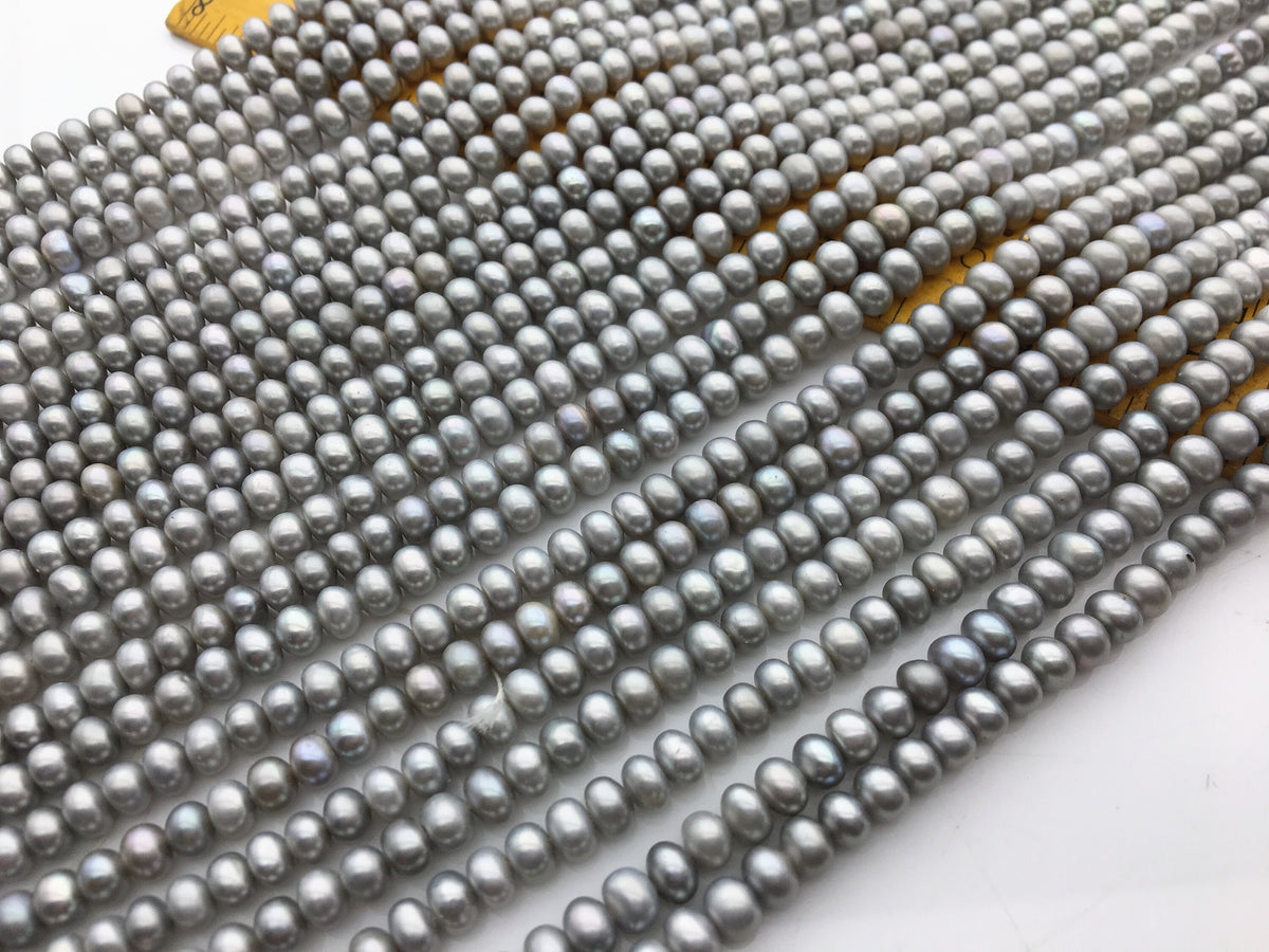 AAA 5-5.5mm gray button round freshwater pearls,Rondelle pearl Beads,gray freshwater pearl,loose strands,SM5-3A-20