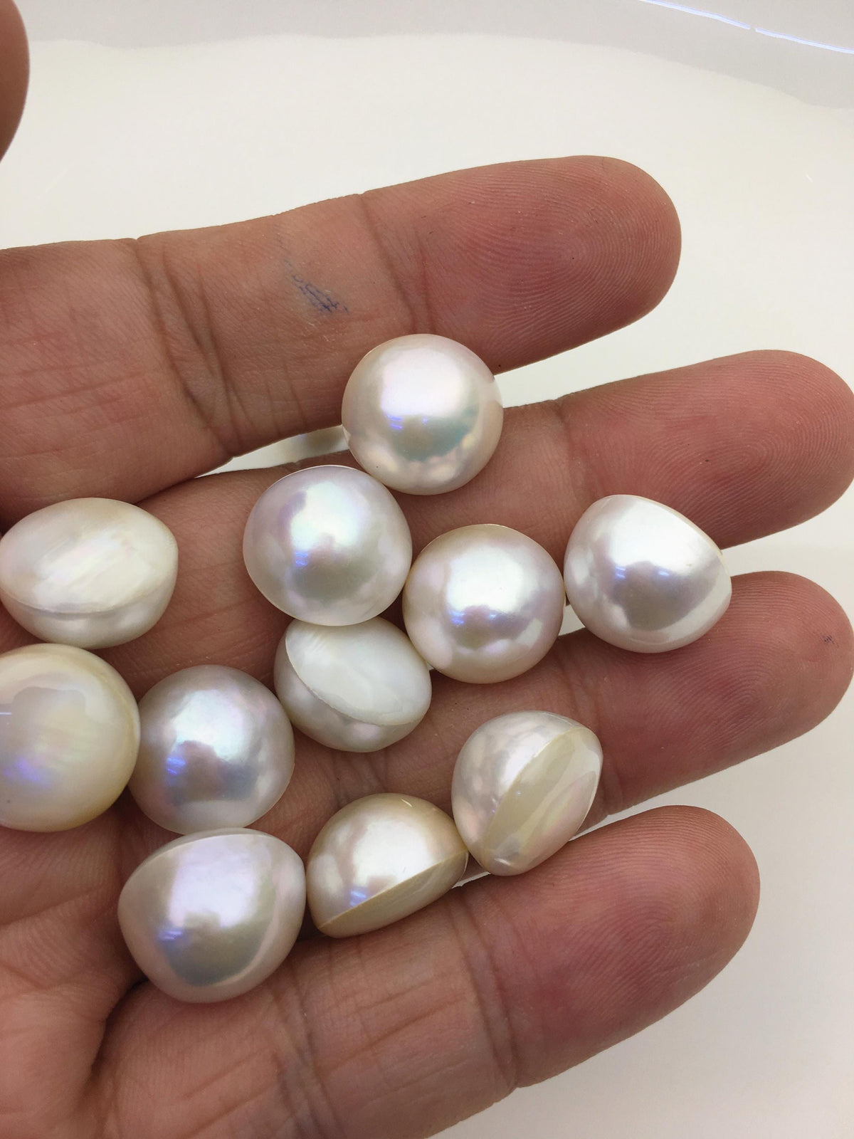 16pcs AAA 14-15mm white Baroque Mabe Freshwater Pearls,no hole,MB-T21