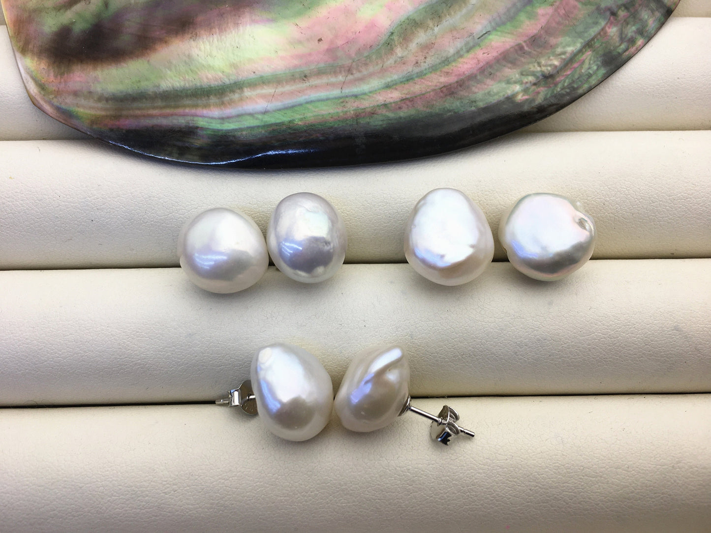 2 pairs AA+ 11-13mm White nugget pearl dangle earrings,S925 sterling silver,wedding pearl earrings,SE3-T66