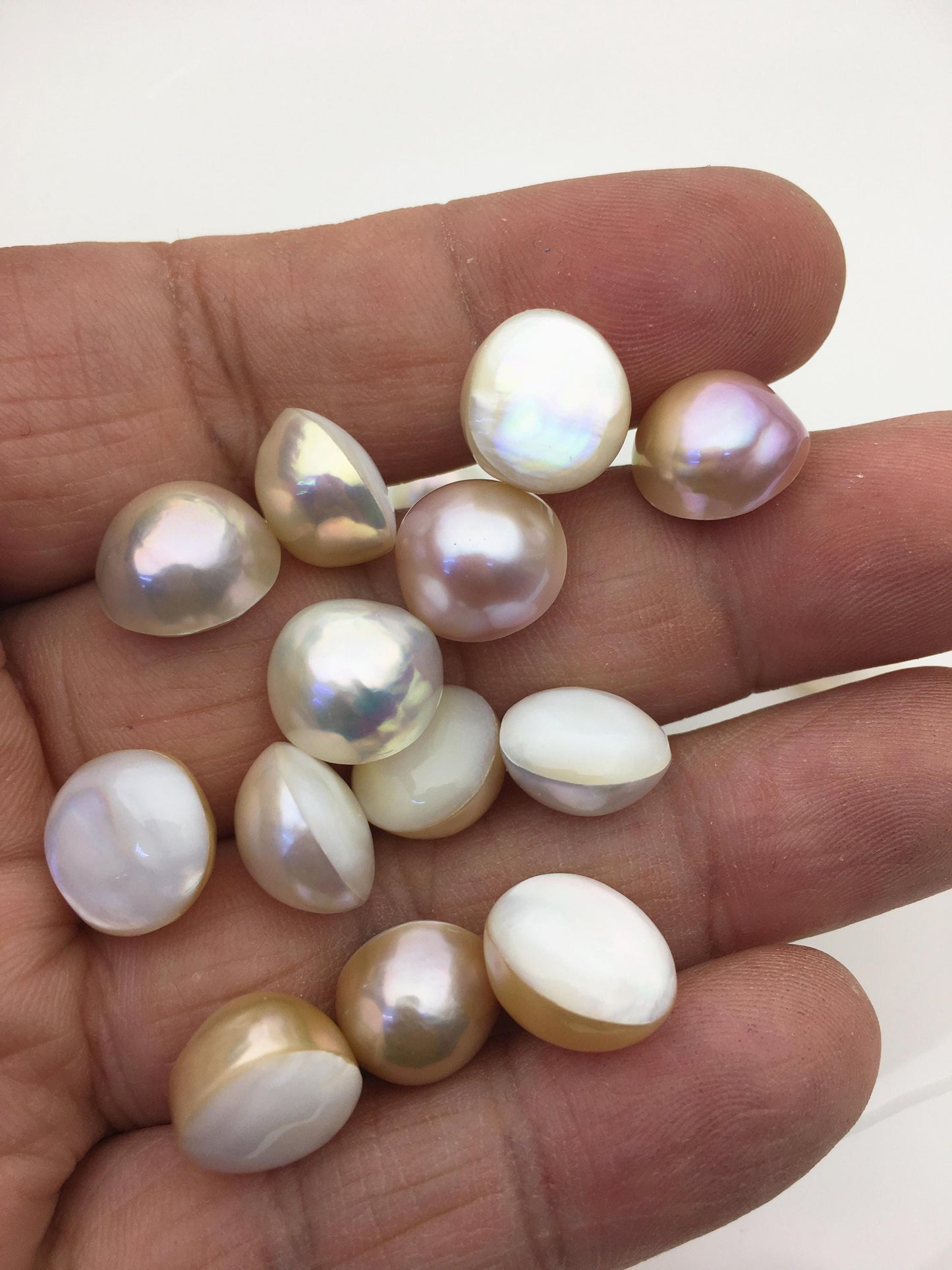 20pcs AAA 11-12mm Natural Rainbow Baroque Mabe Natural Rainbow Freshwater Pearls,no hole,MB-T10