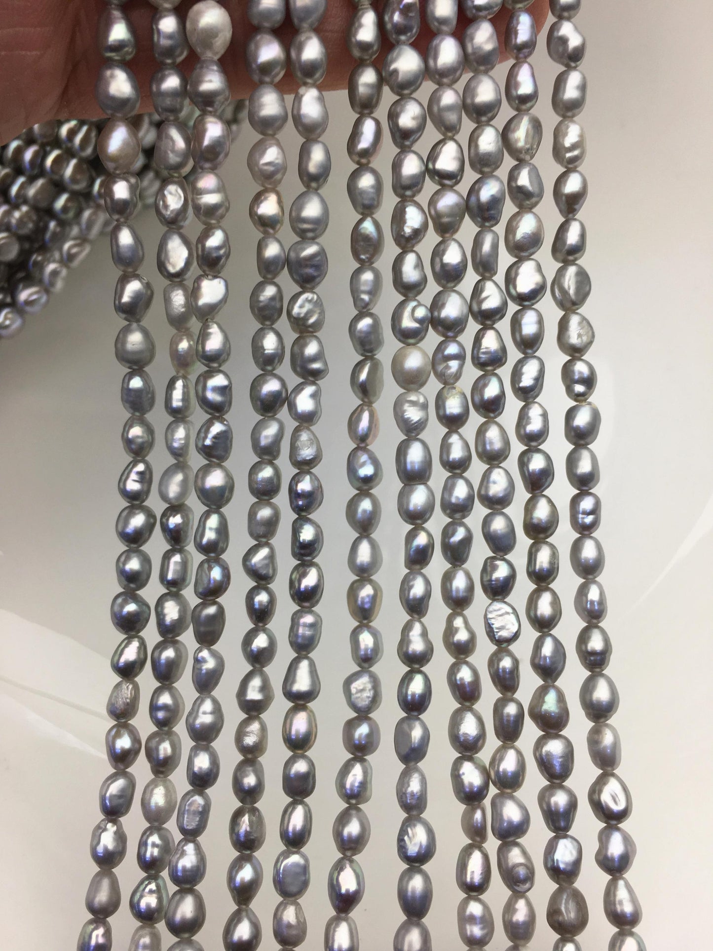 2 strands AA+ 4-5mm gray nugget freshwater pearls,irregular nugget freshwater pearl strand,LM4-2A-3